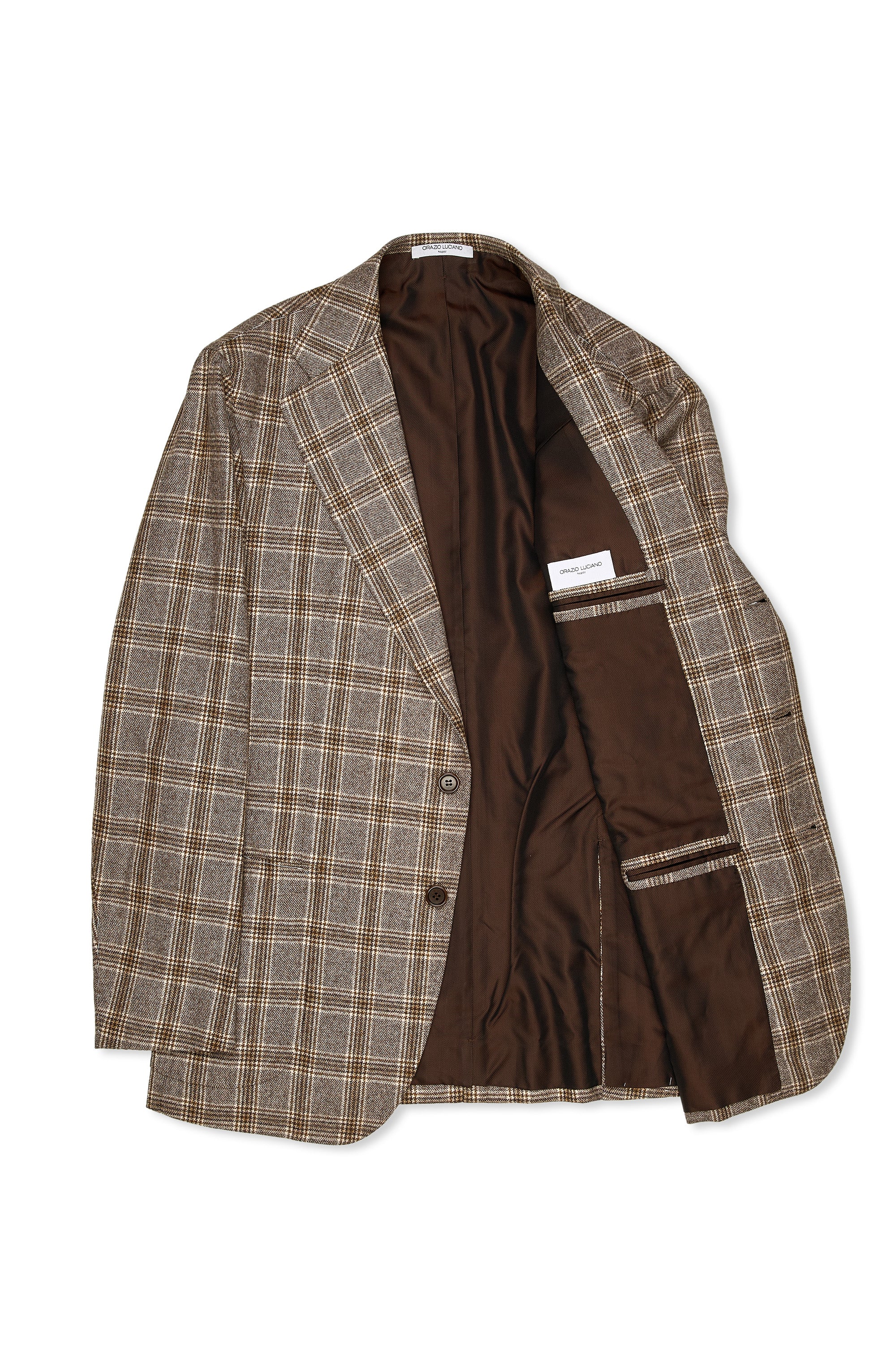 Orazio Luciano Beige/Brown Check Wool/Cashmere Sport Coat