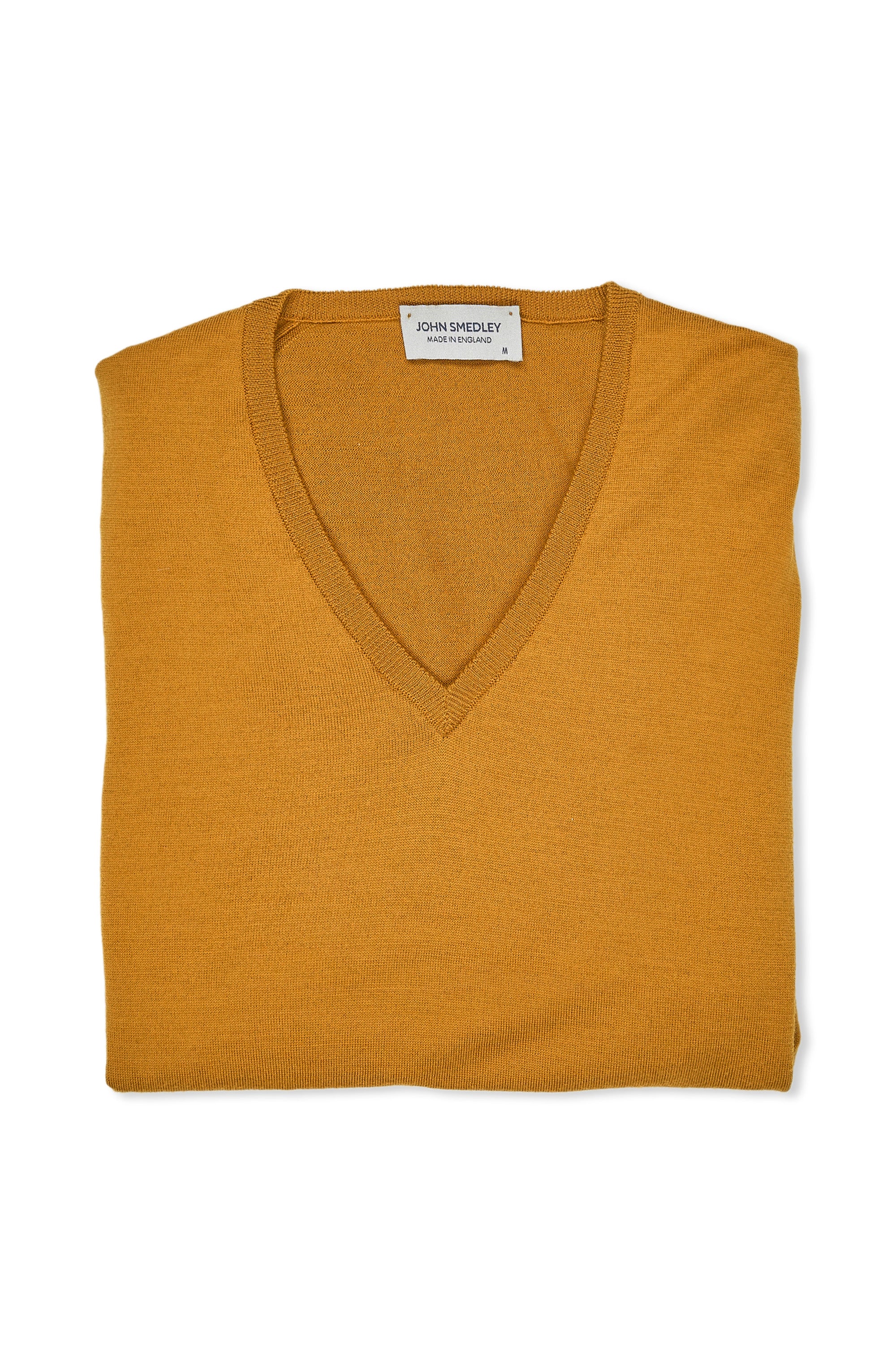 John Smedley Mustard Merino Wool V-neck Sweater