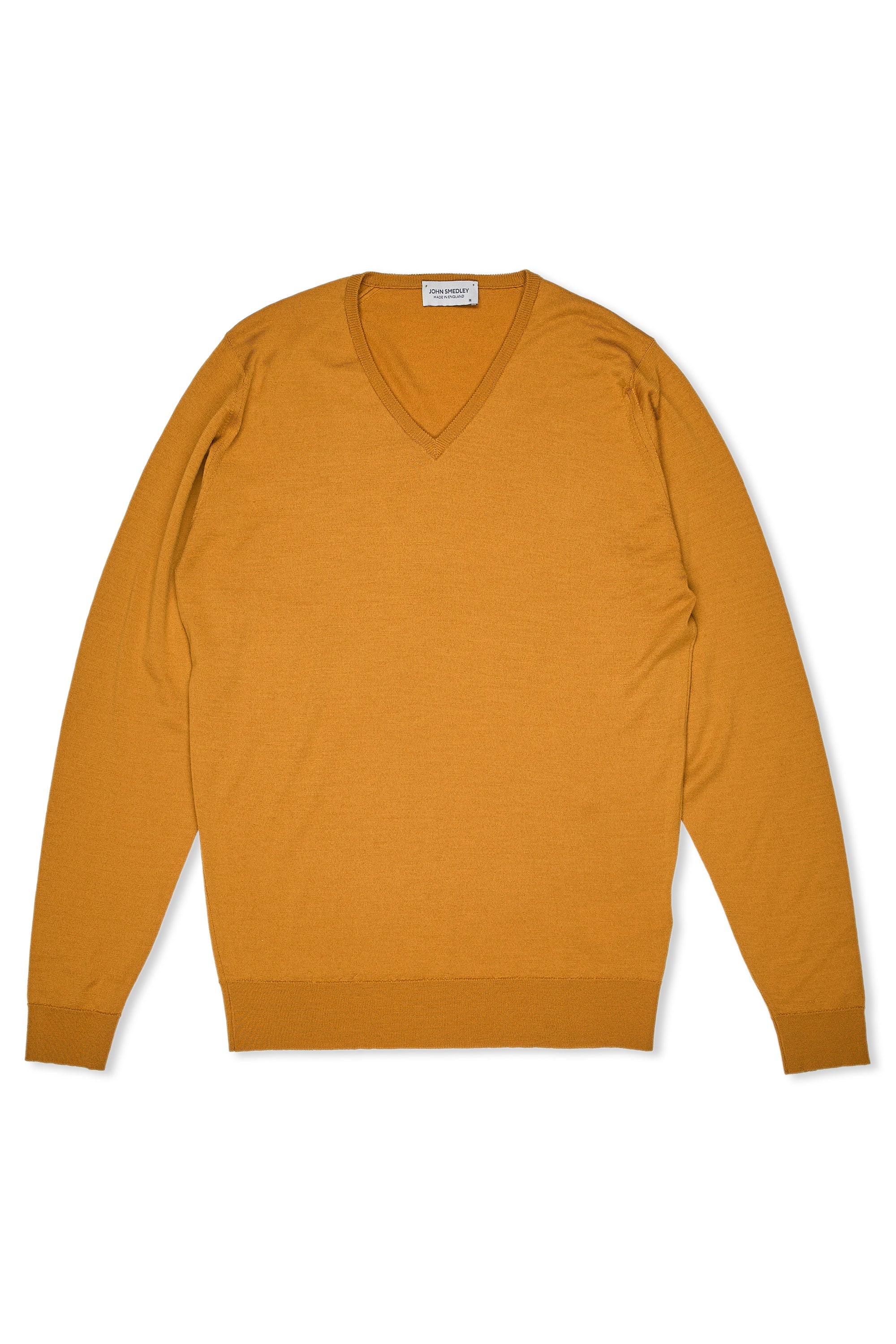 John Smedley Mustard Merino Wool V-neck Sweater