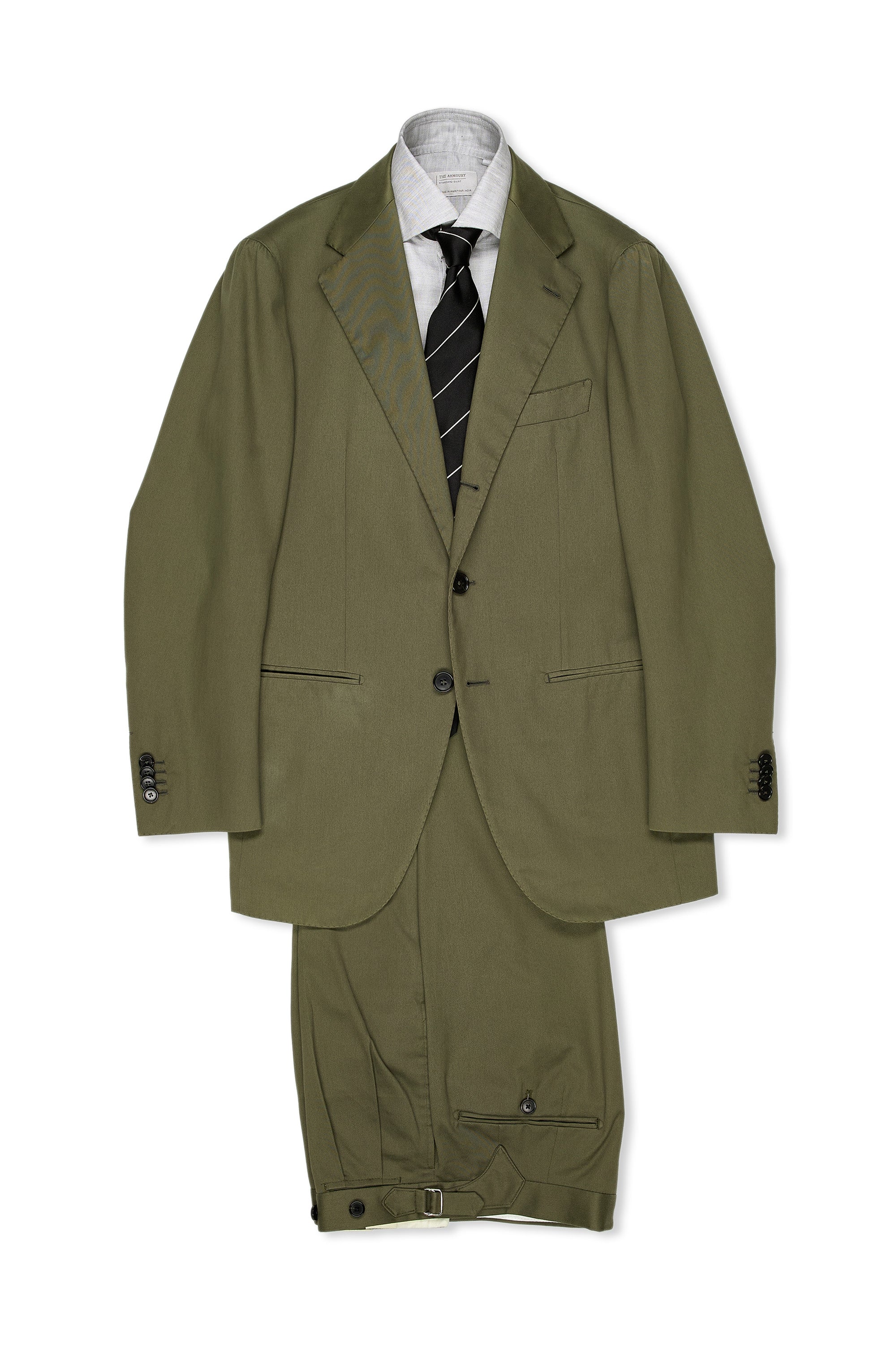 Casa Del Sarto Army Green Twill Cotton Suit