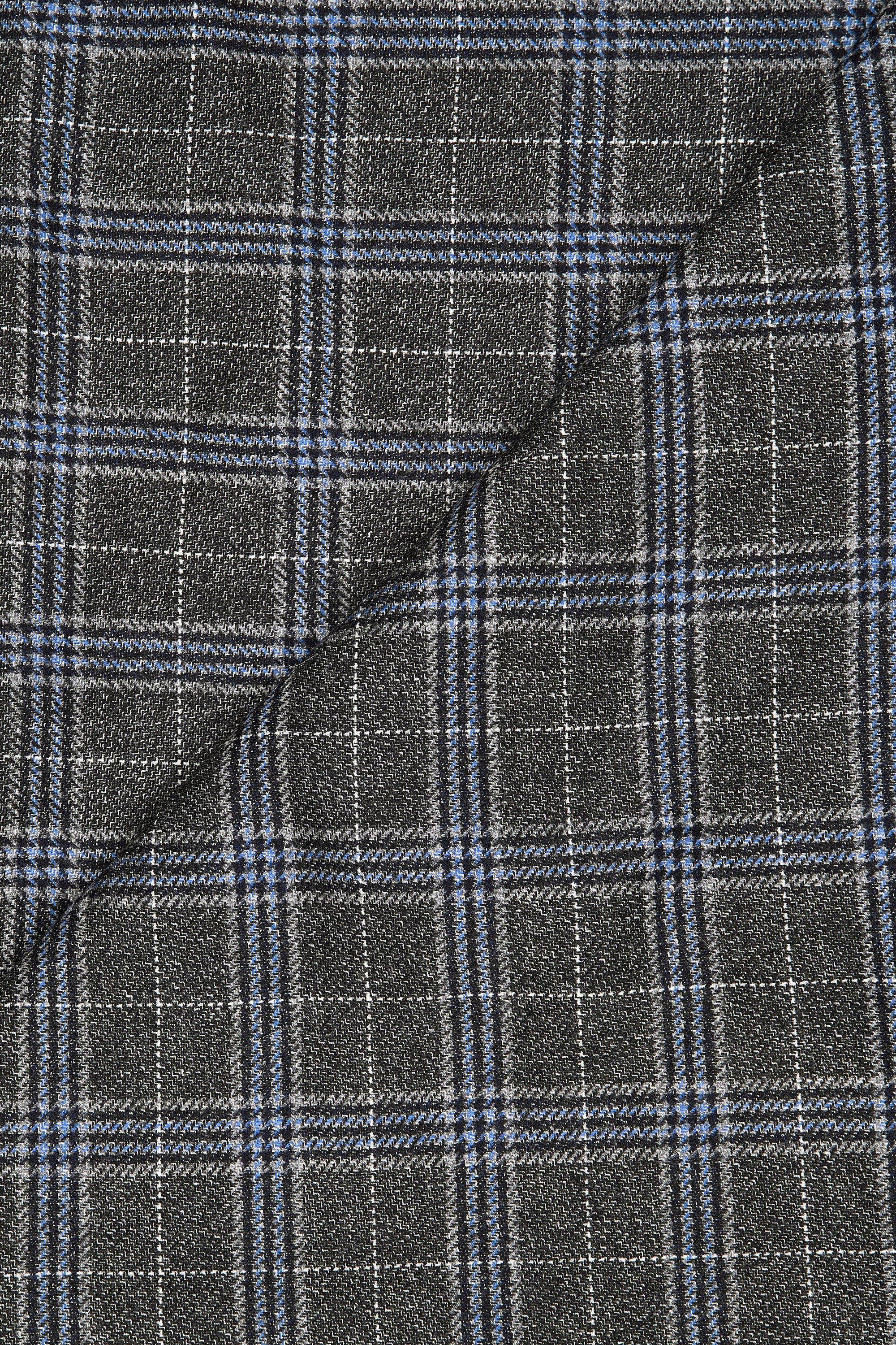 Drapers by Vitale Barberis Canonico Charcoal with Blue Check Virgin Wool Cloth - 4m