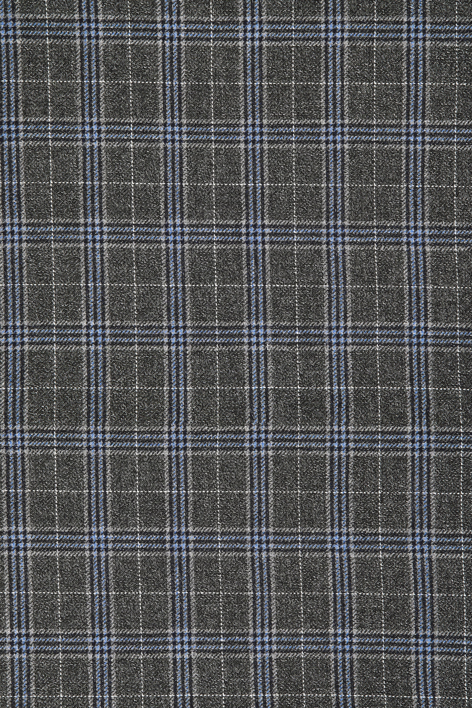 Drapers by Vitale Barberis Canonico Charcoal with Blue Check Virgin Wool Cloth - 4m