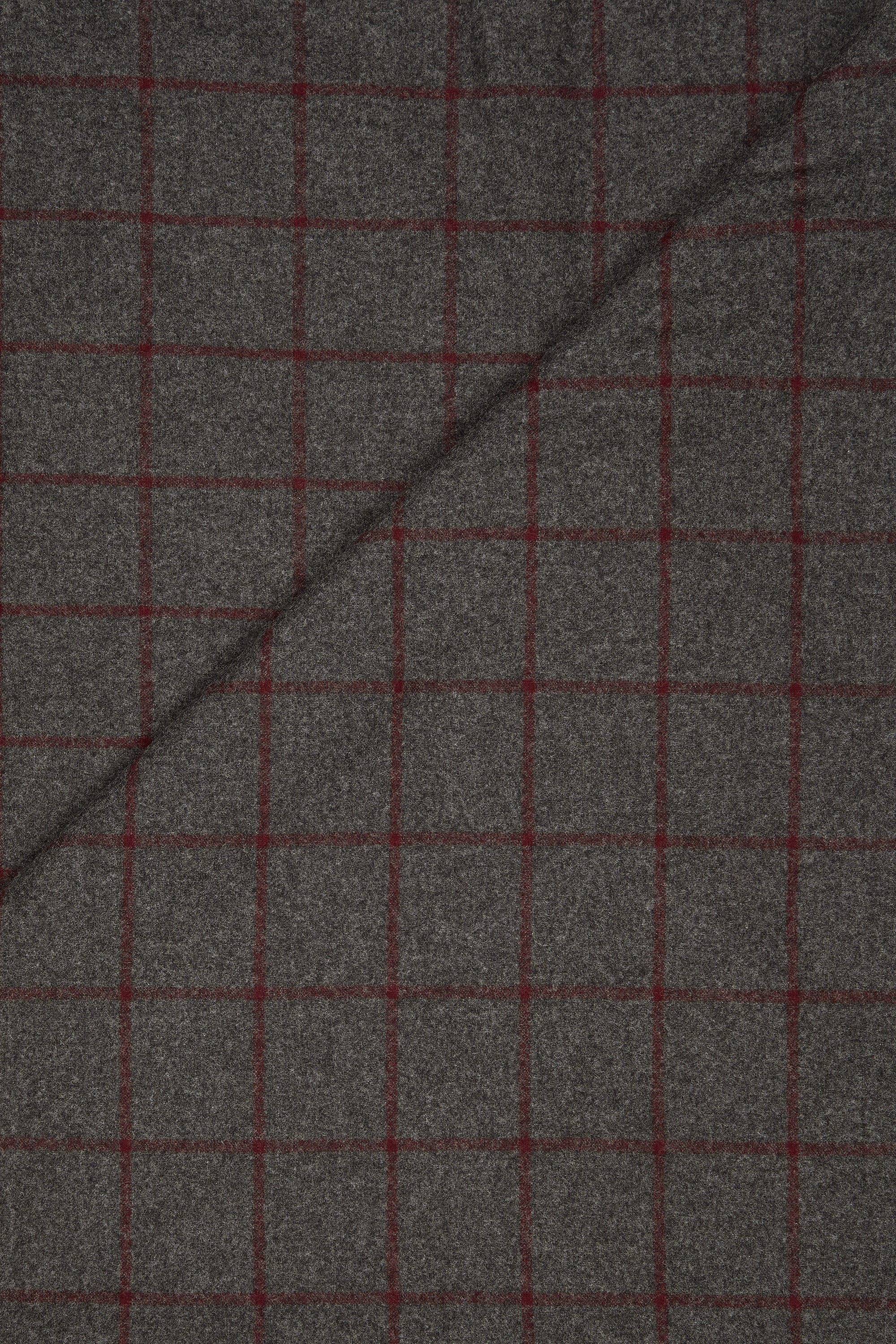 Drapers Grey with Burgundy Windowpane Virgin Wool Cloth - 2.2m