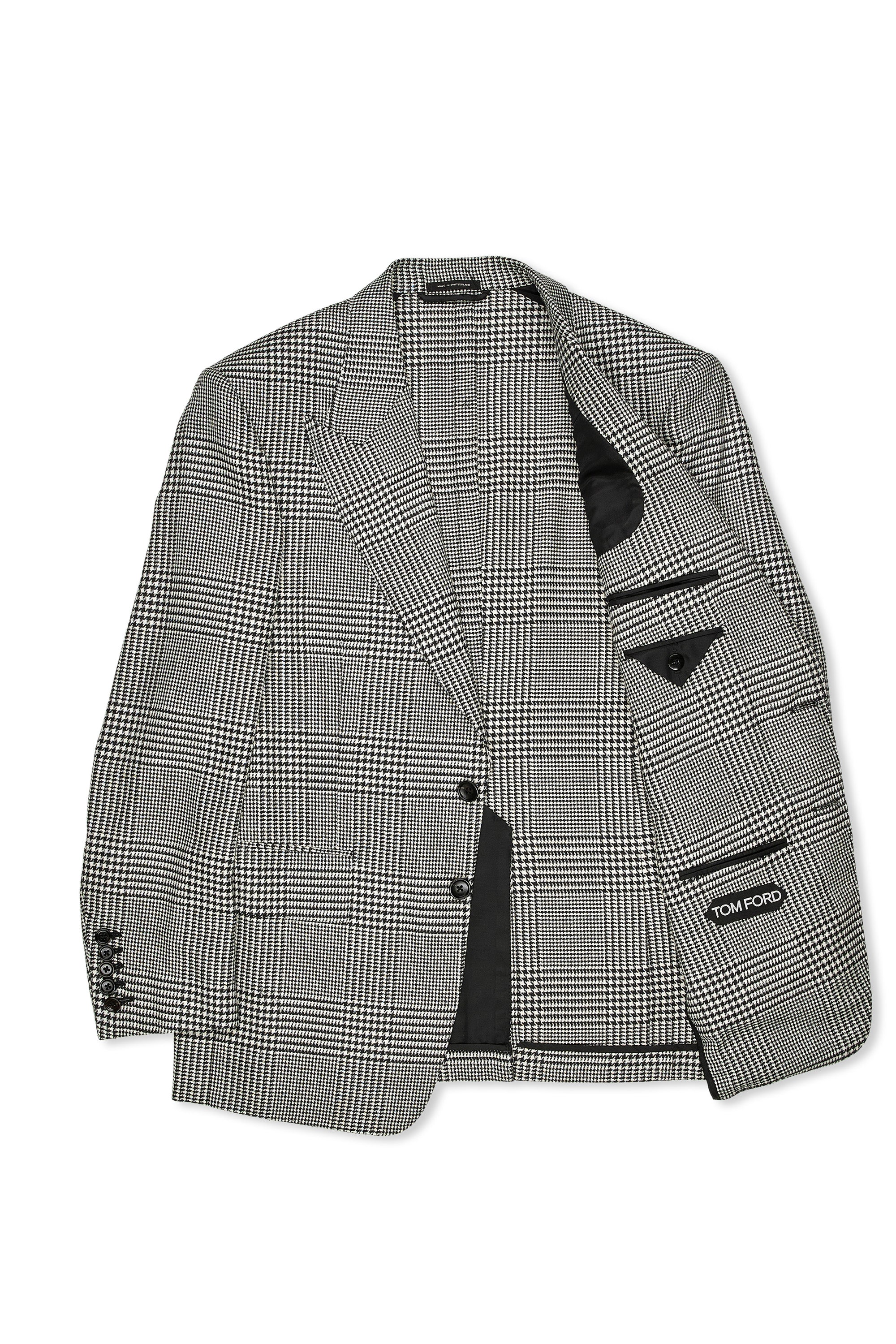Tom Ford White/Black Prince of Wales Check Wool/Silk/Linen/Mohair Sport Coat