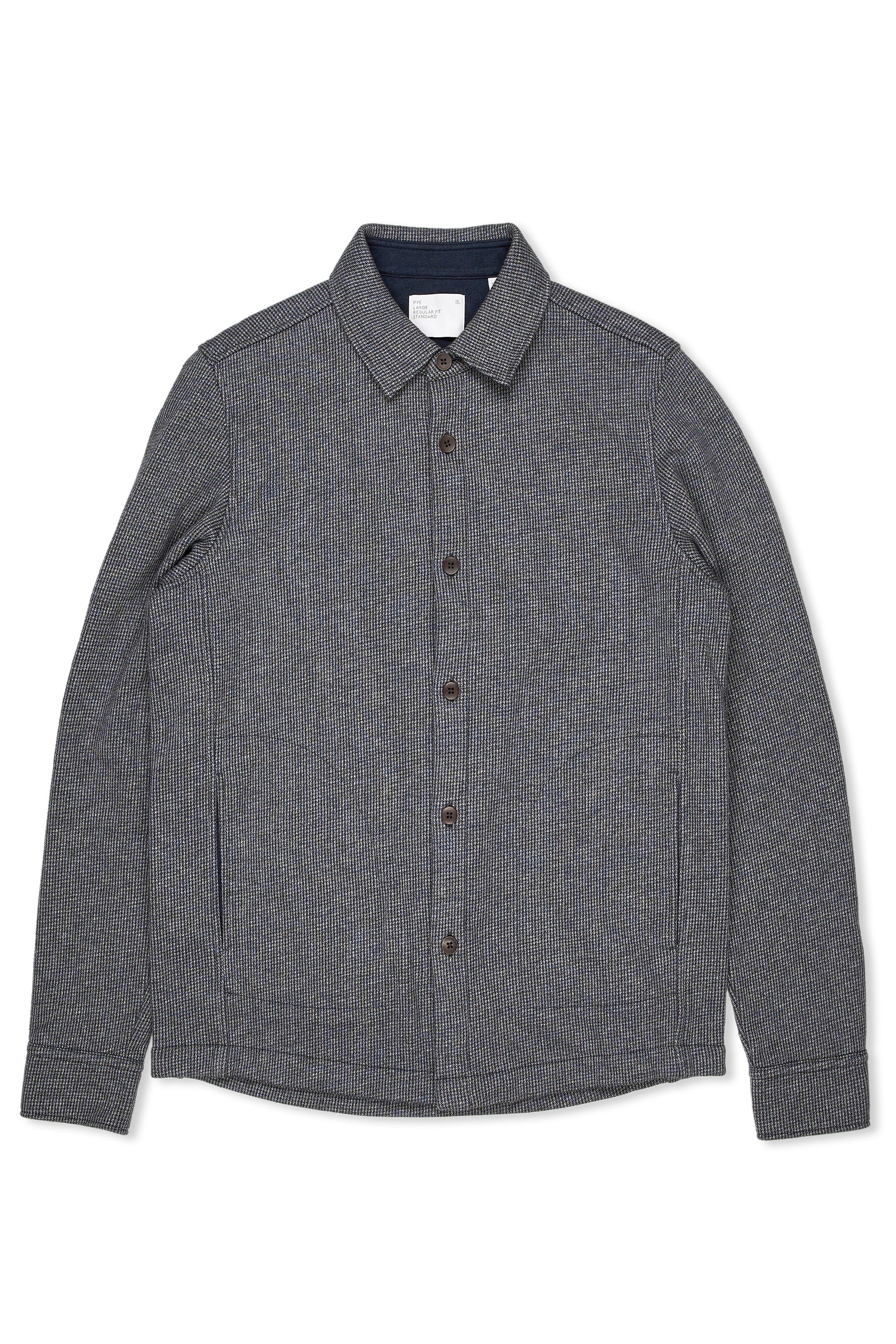 PYE Grey/Blue Mini Houndstooth Cotton Shirt Jacket