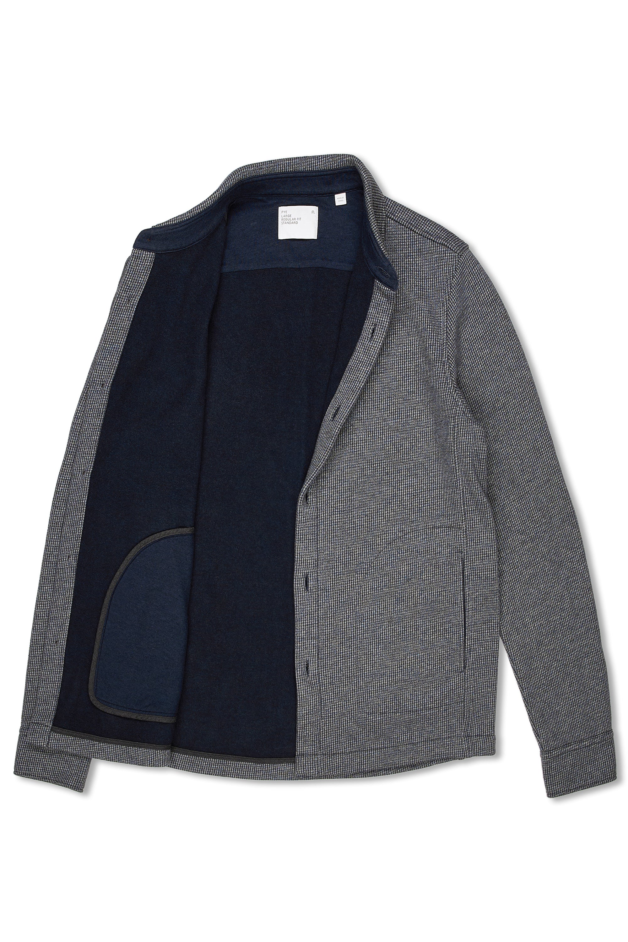 PYE Grey/Blue Mini Houndstooth Cotton Shirt Jacket