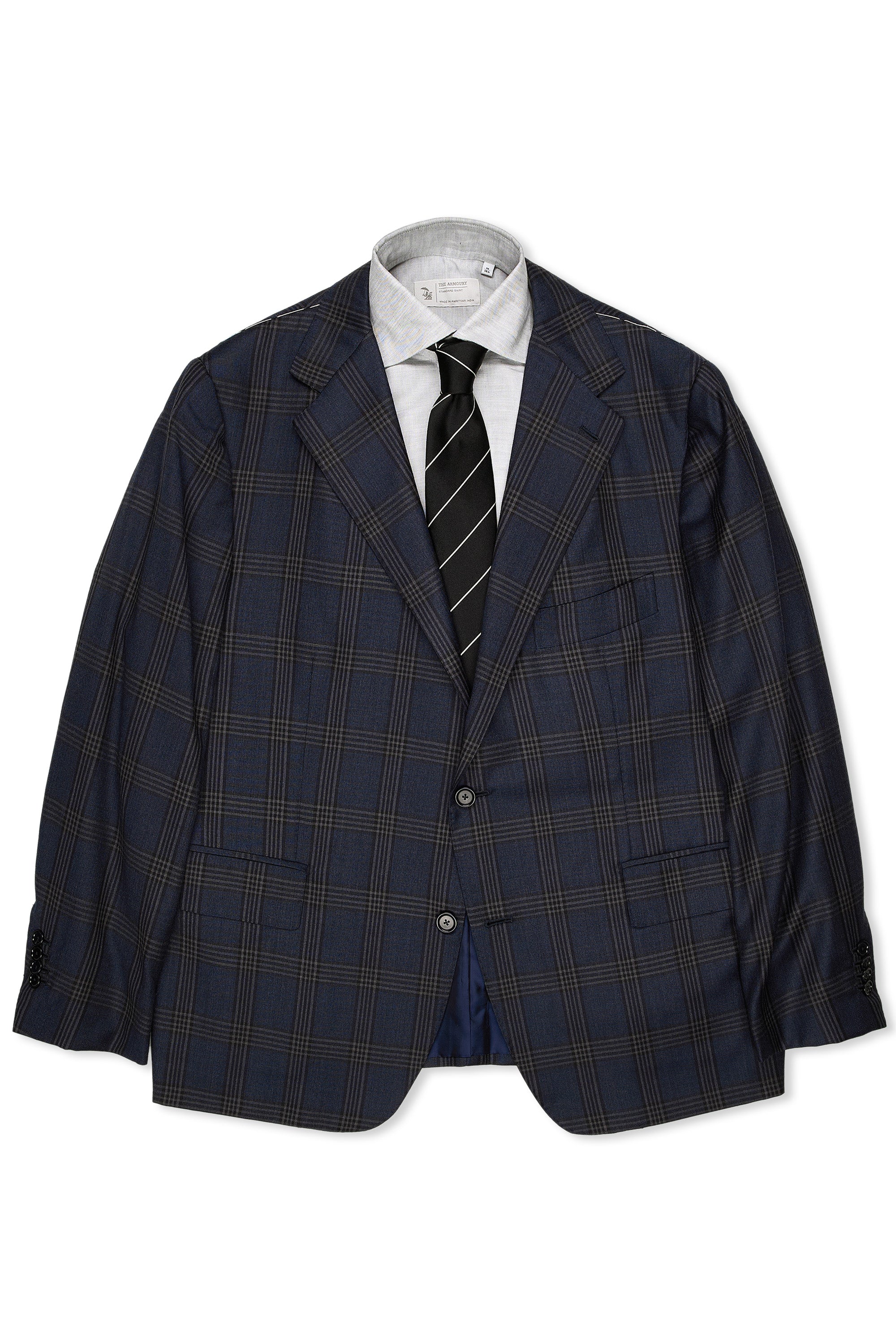 Mauro Blasi Navy/Grey/Black Check Wool Sport Coat