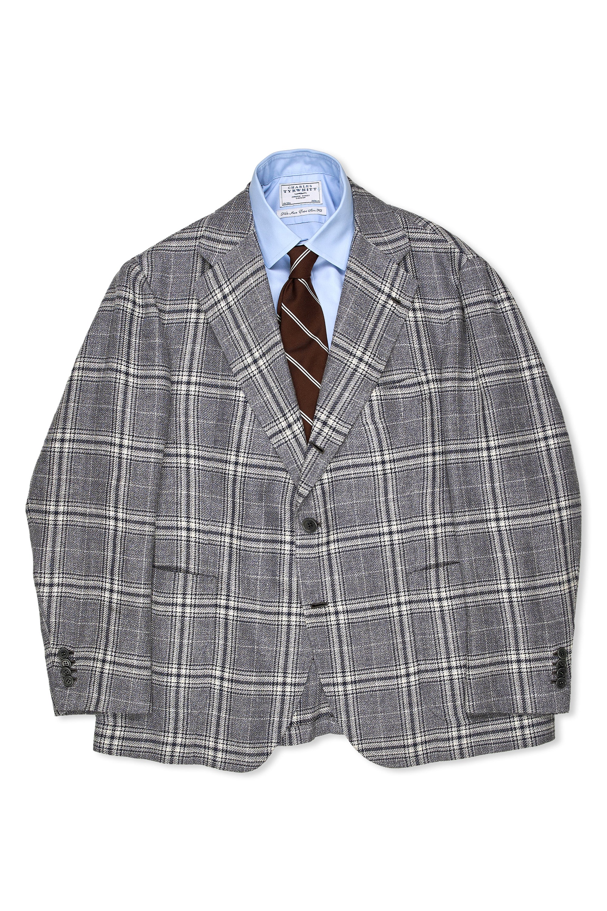 Orazio Luciano Grey/Navy Check Linen/Silk/Cotton Sport Coat