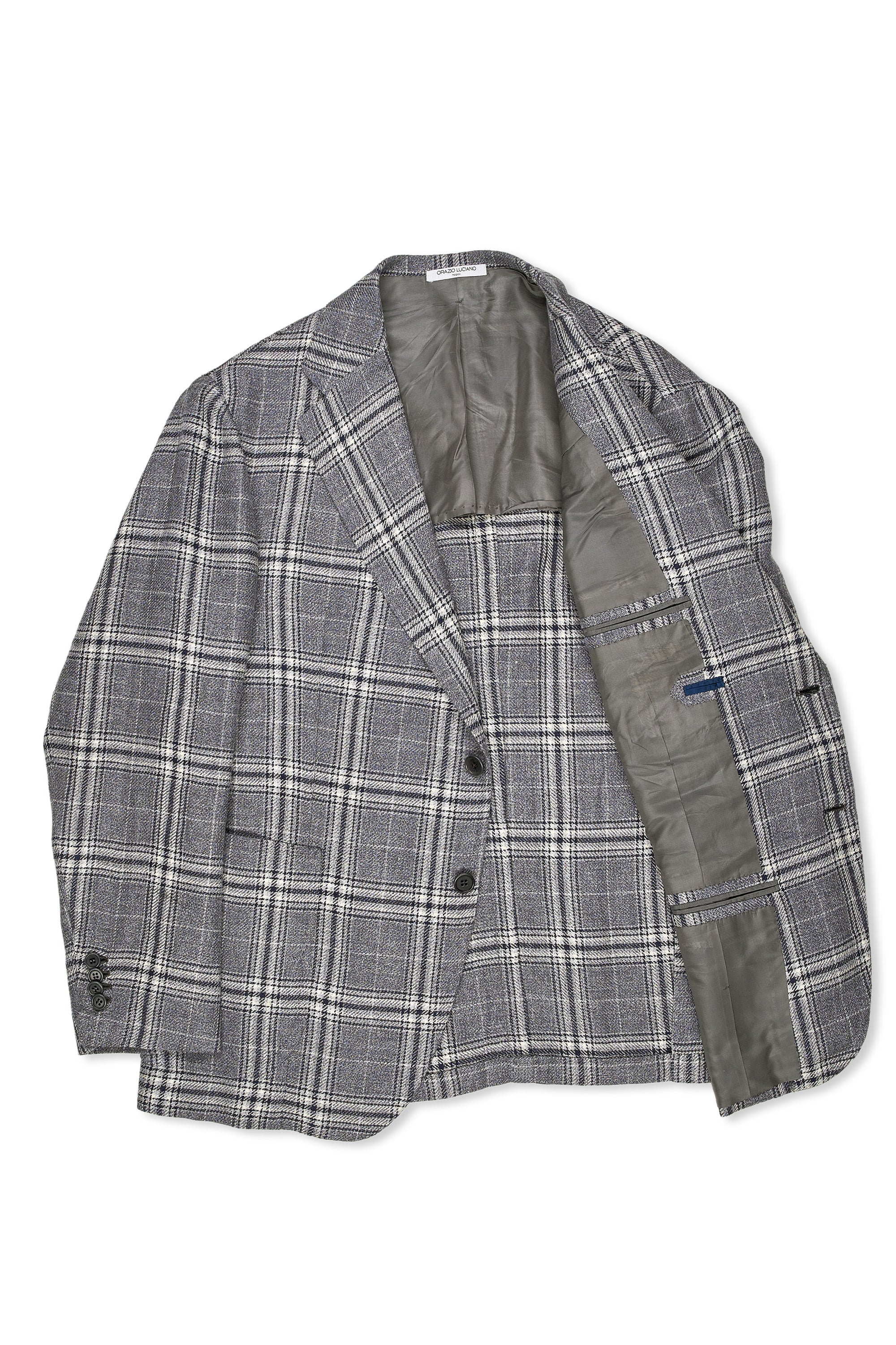 Orazio Luciano Grey/Navy Check Linen/Silk/Cotton Sport Coat