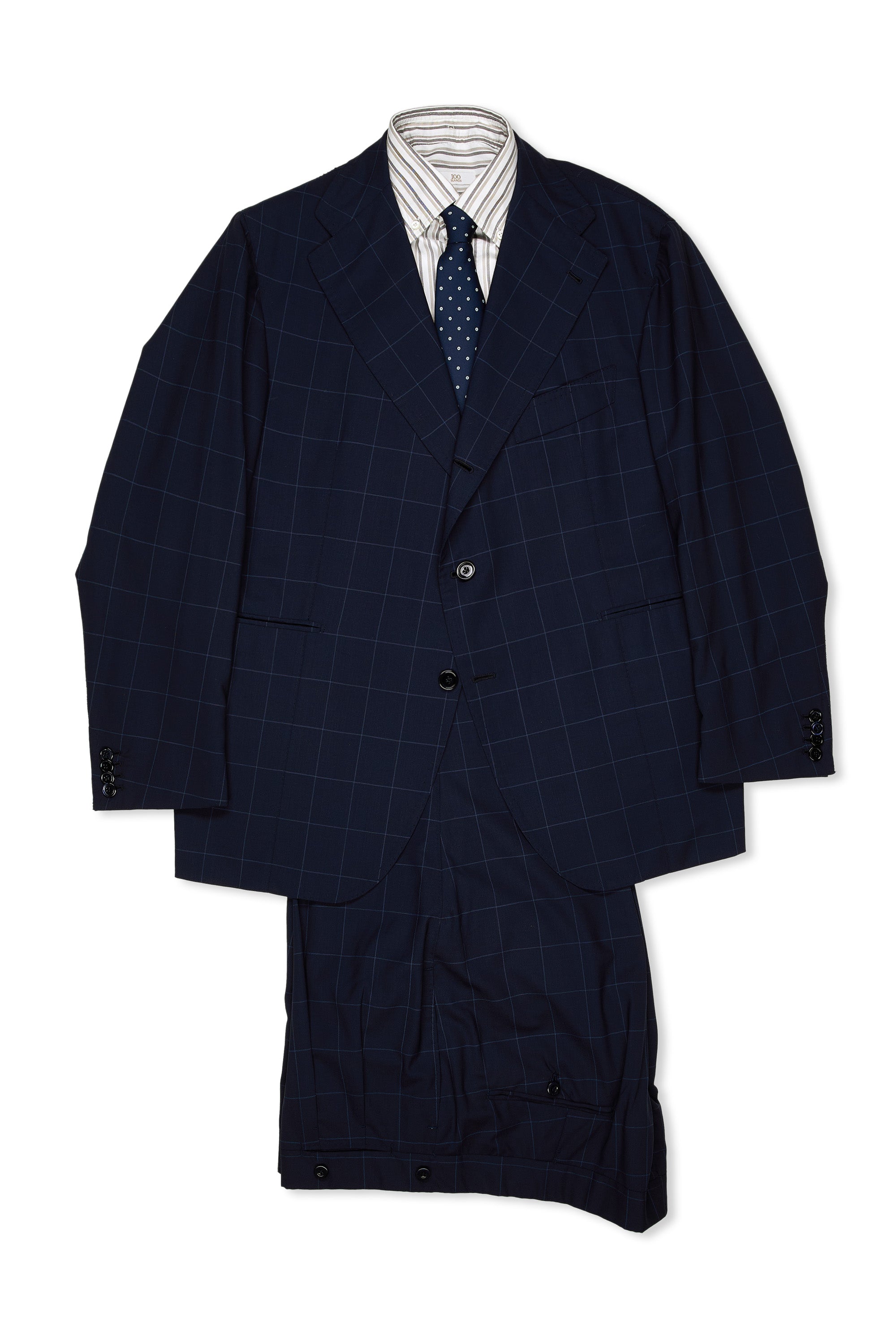 Orazio Luciano Navy/Blue Windowpane Wool Jacket with Ambrosi Trousers