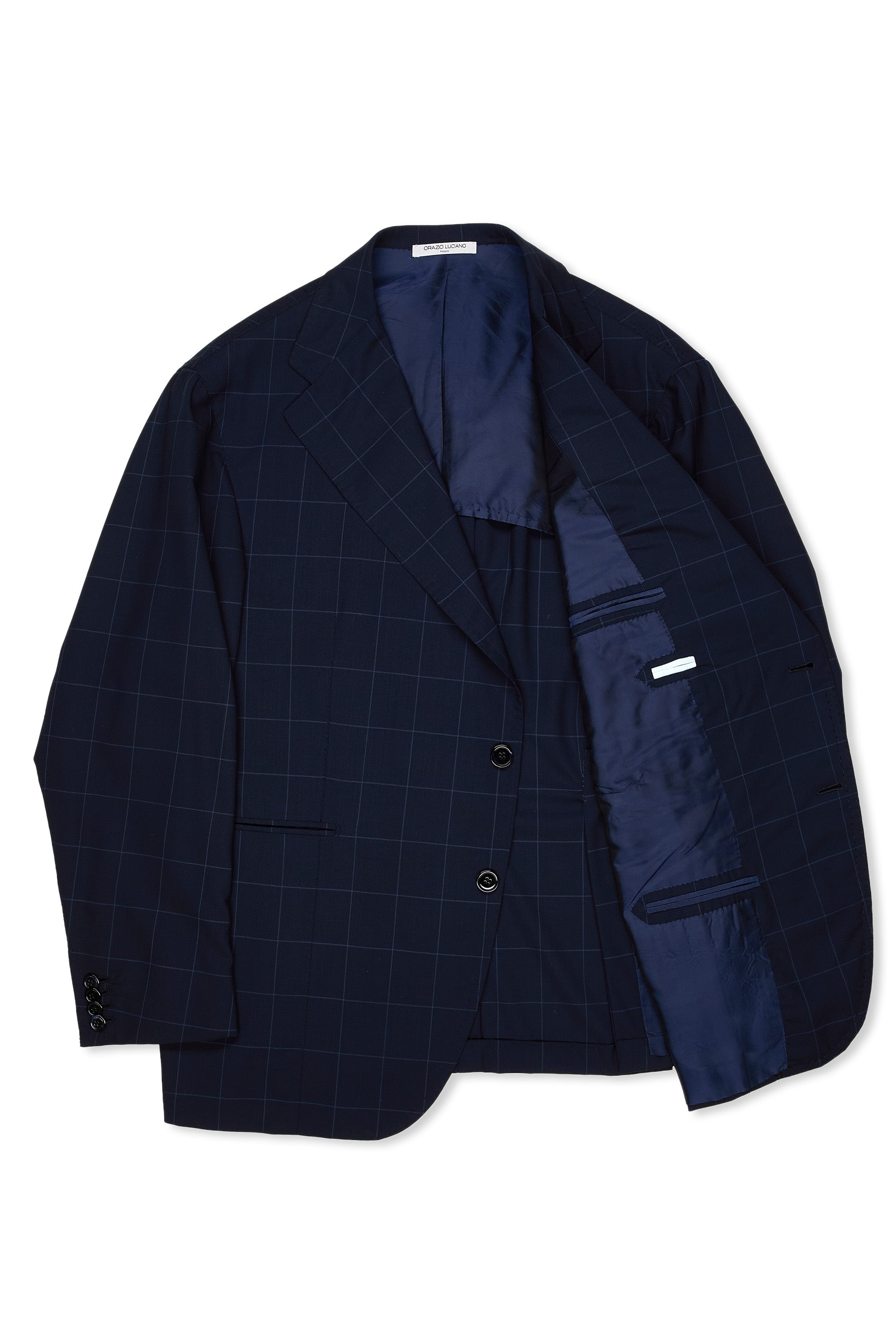 Orazio Luciano Navy/Blue Windowpane Wool Jacket with Ambrosi Trousers