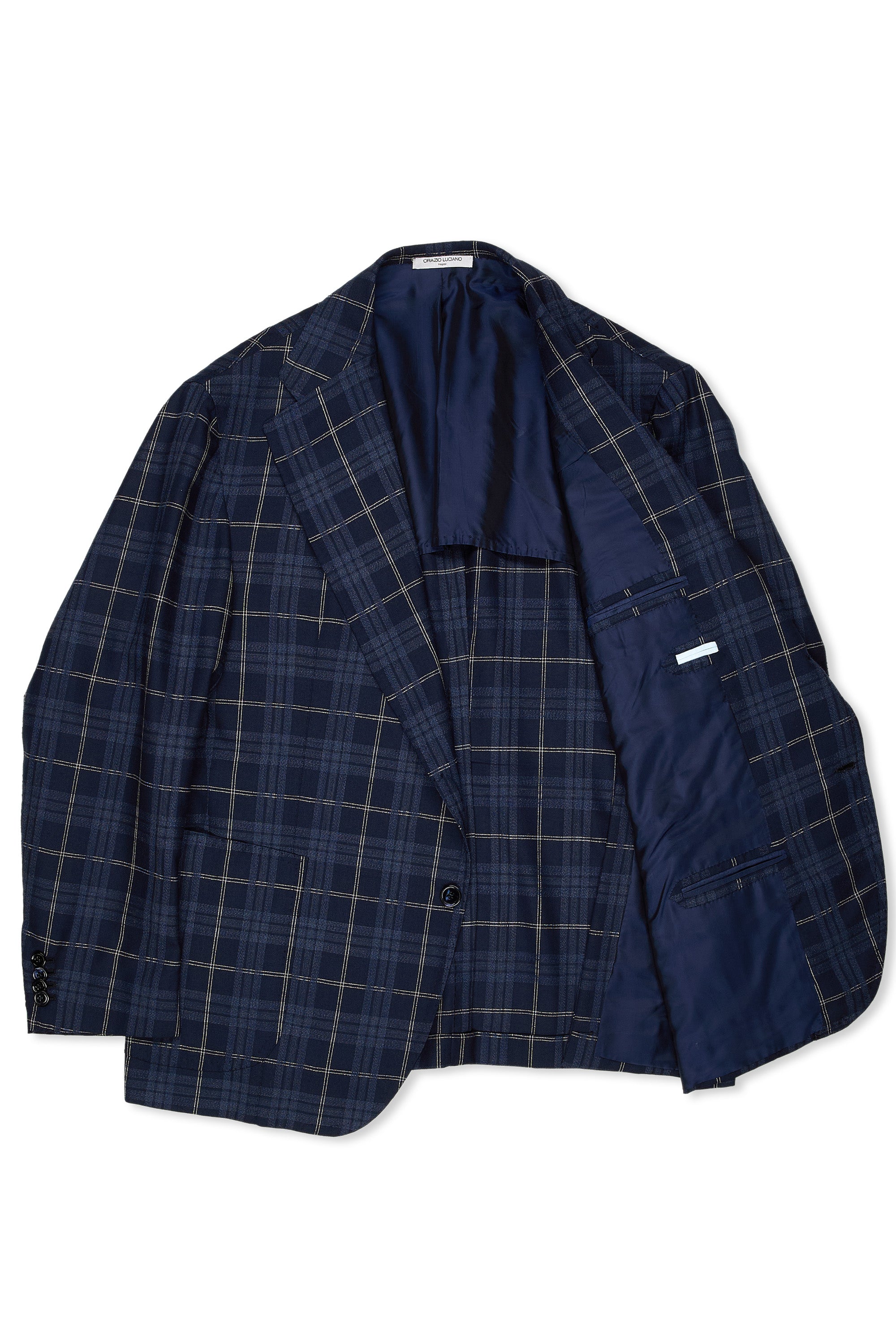 Orazio Luciano White/Navy Check Wool/Silk Sport Coat