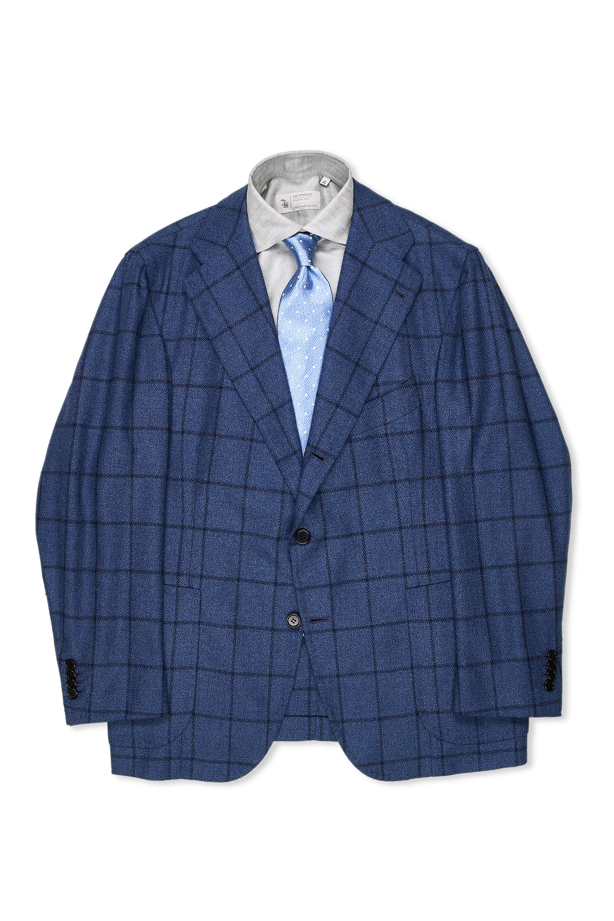 Orazio Luciano Blue/Navy Check Twill Wool/Silk Sport Coat