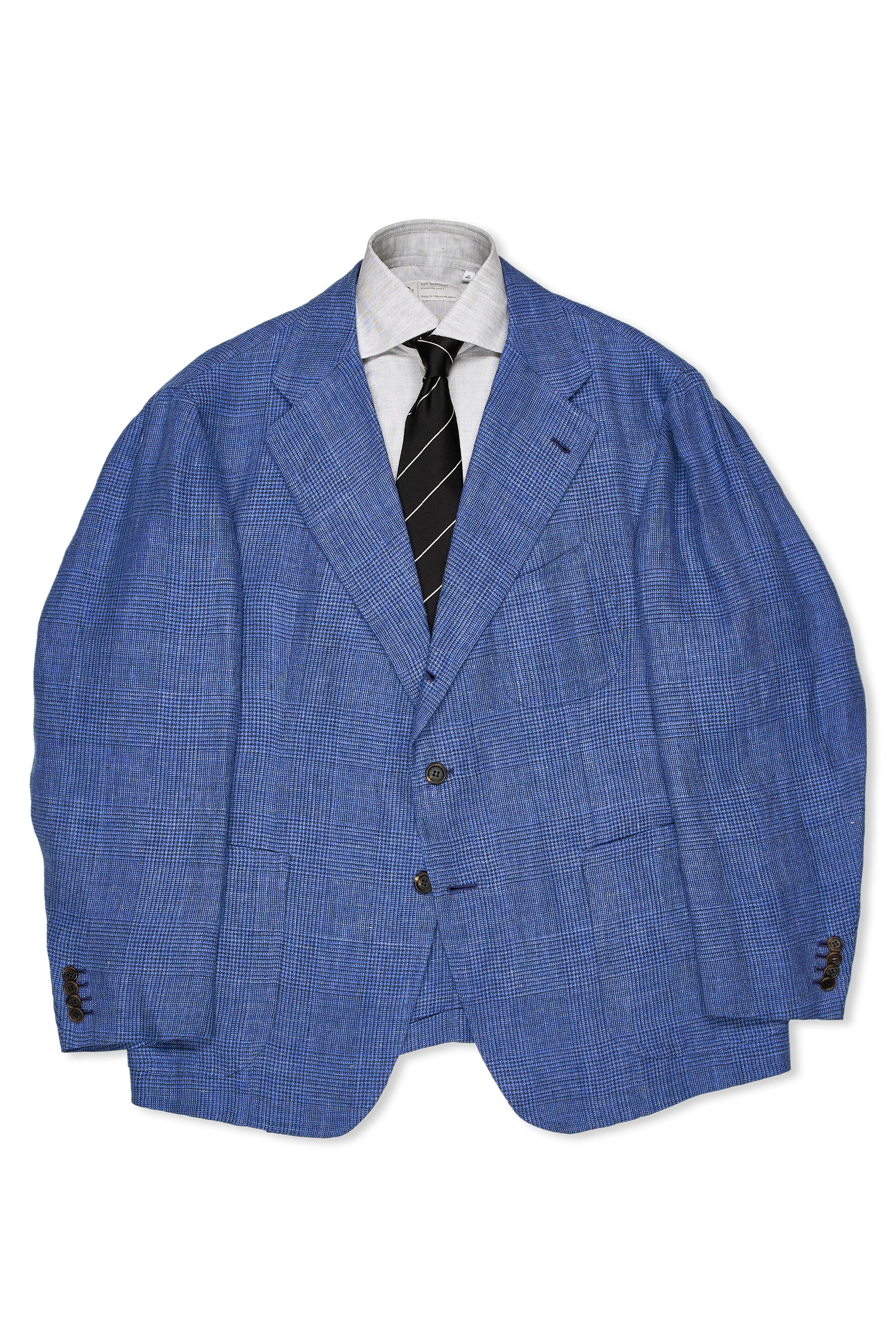 Orazio Luciano Blue/Navy Glen Plaid Linen Sport Coat