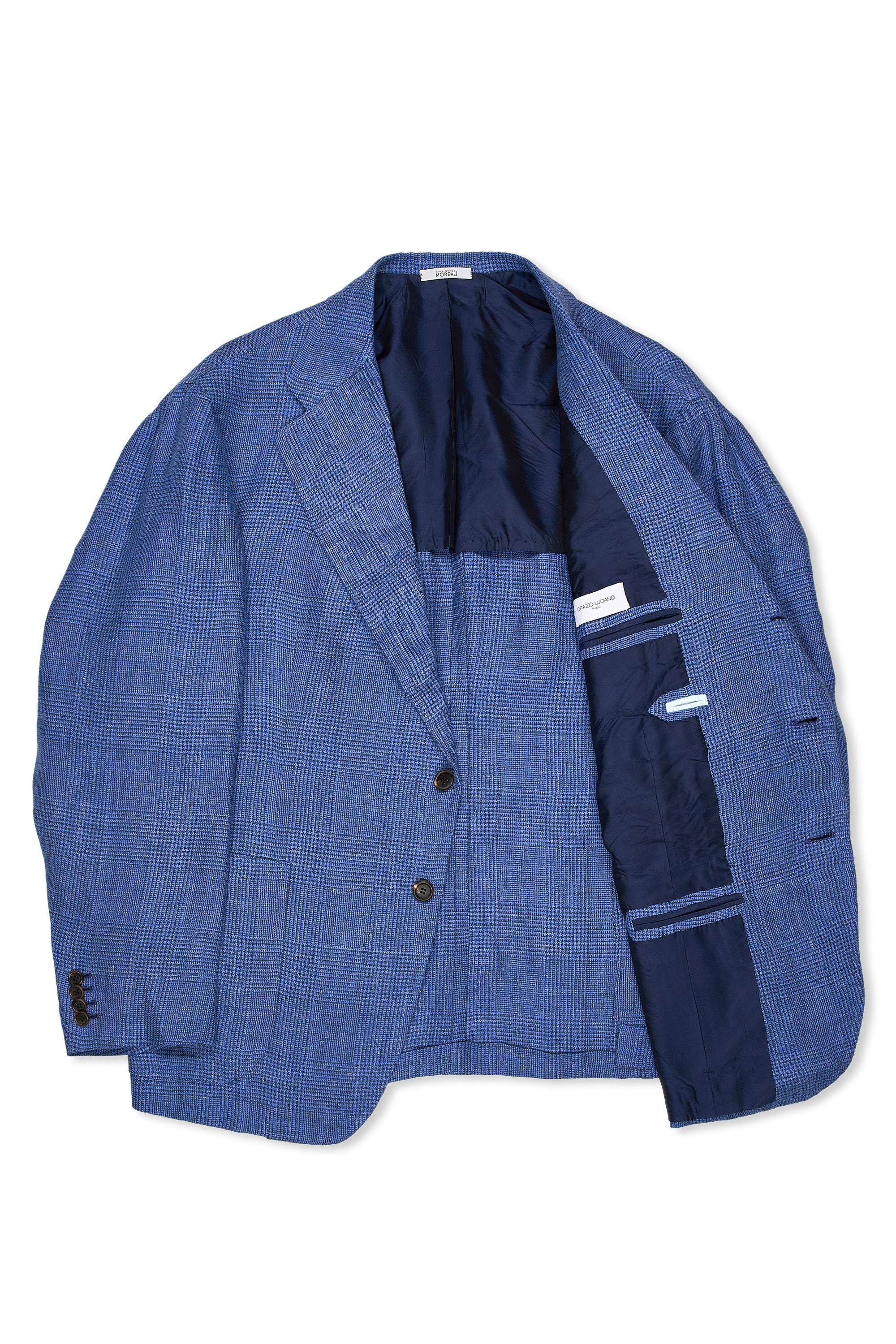 Orazio Luciano Blue/Navy Glen Plaid Linen Sport Coat