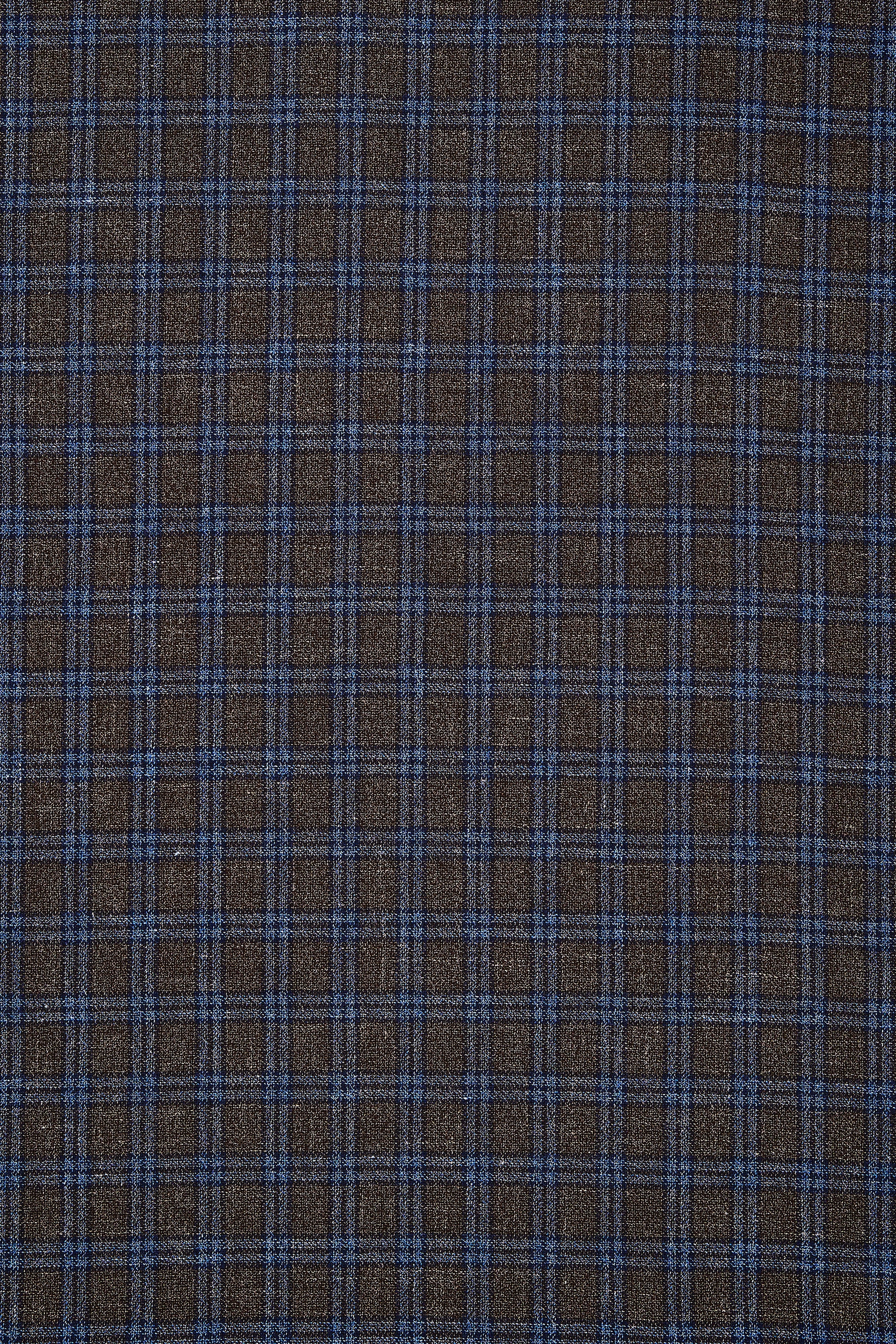 Vitale Barberis Canonico for Drapers Brown/Blue Check Wool/Silk Cloth - 2.2m