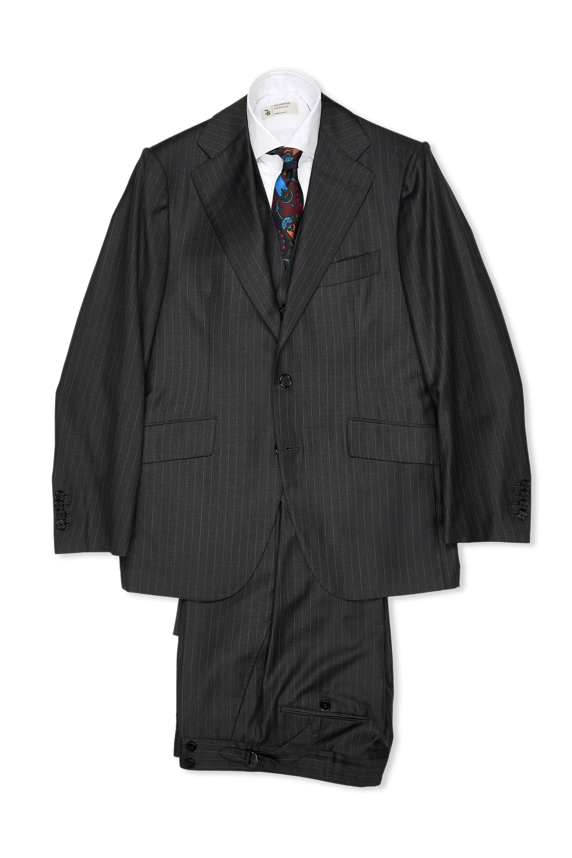 Cesare Attolini Grey Stripe Wool 3 Piece Suit MTM