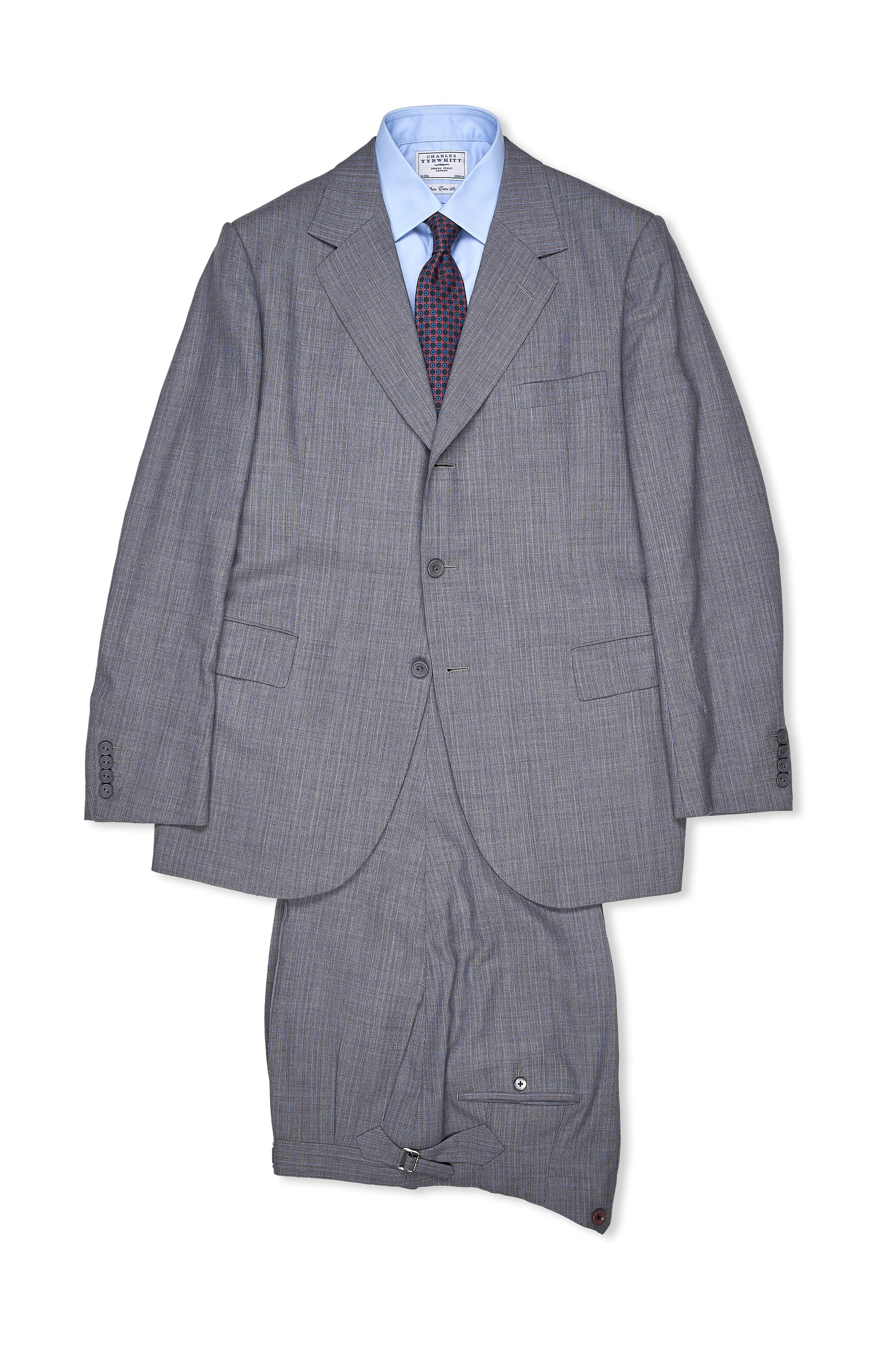 Fumiya Hirano Grey with Blue Pinstripe Wool Suit Bespoke