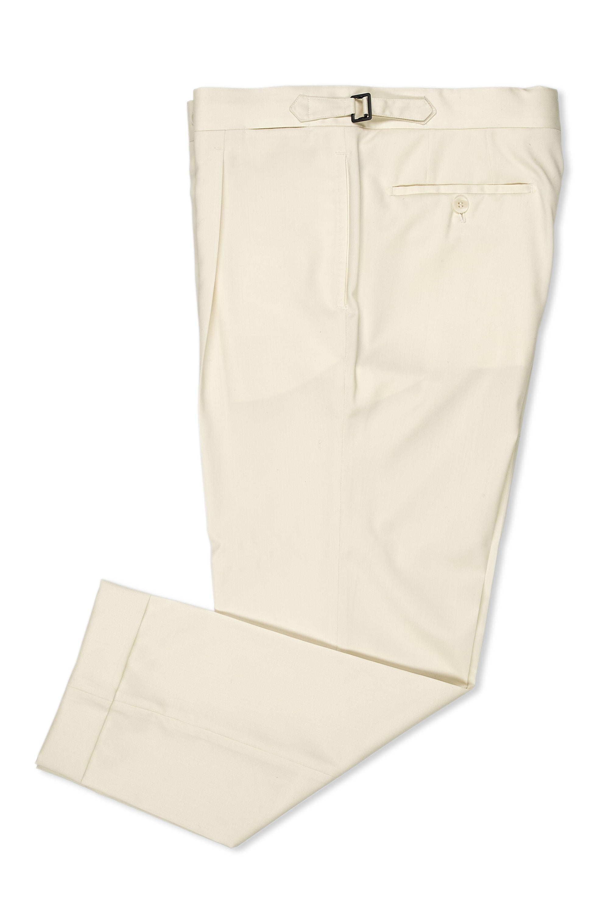 Rota Cream Wool Single-pleat Trousers