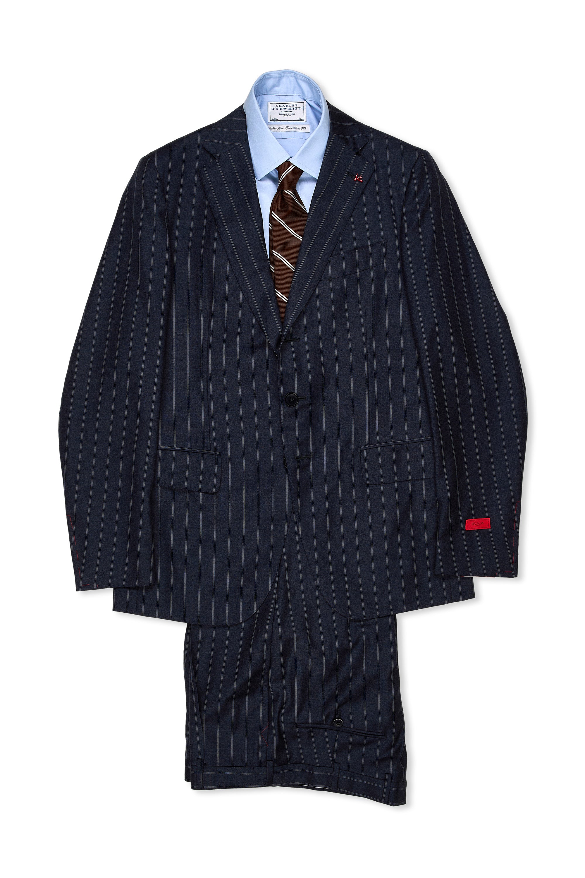 Isaia Navy/Blue Pinstripe Wool Suit