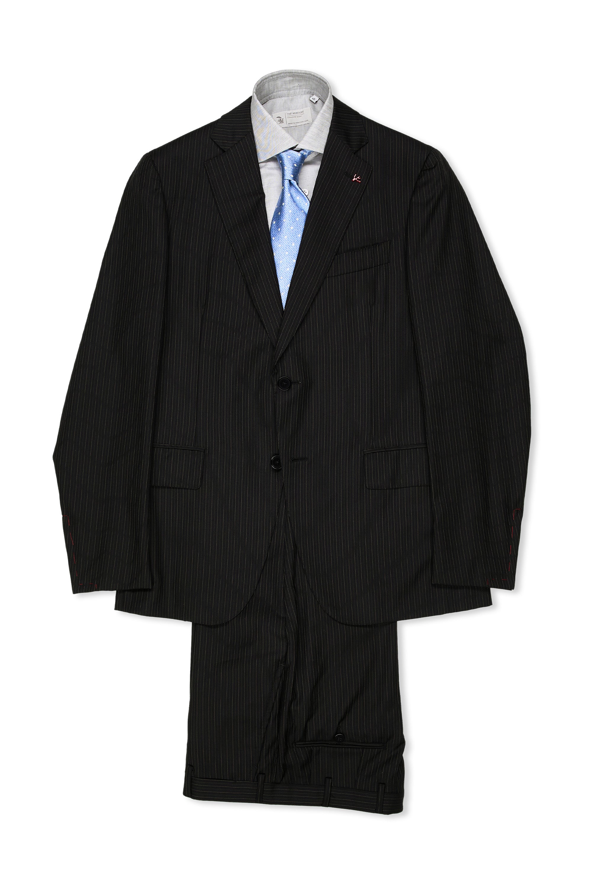 Isaia Charcoal/Brown Pinstripe Wool Suit
