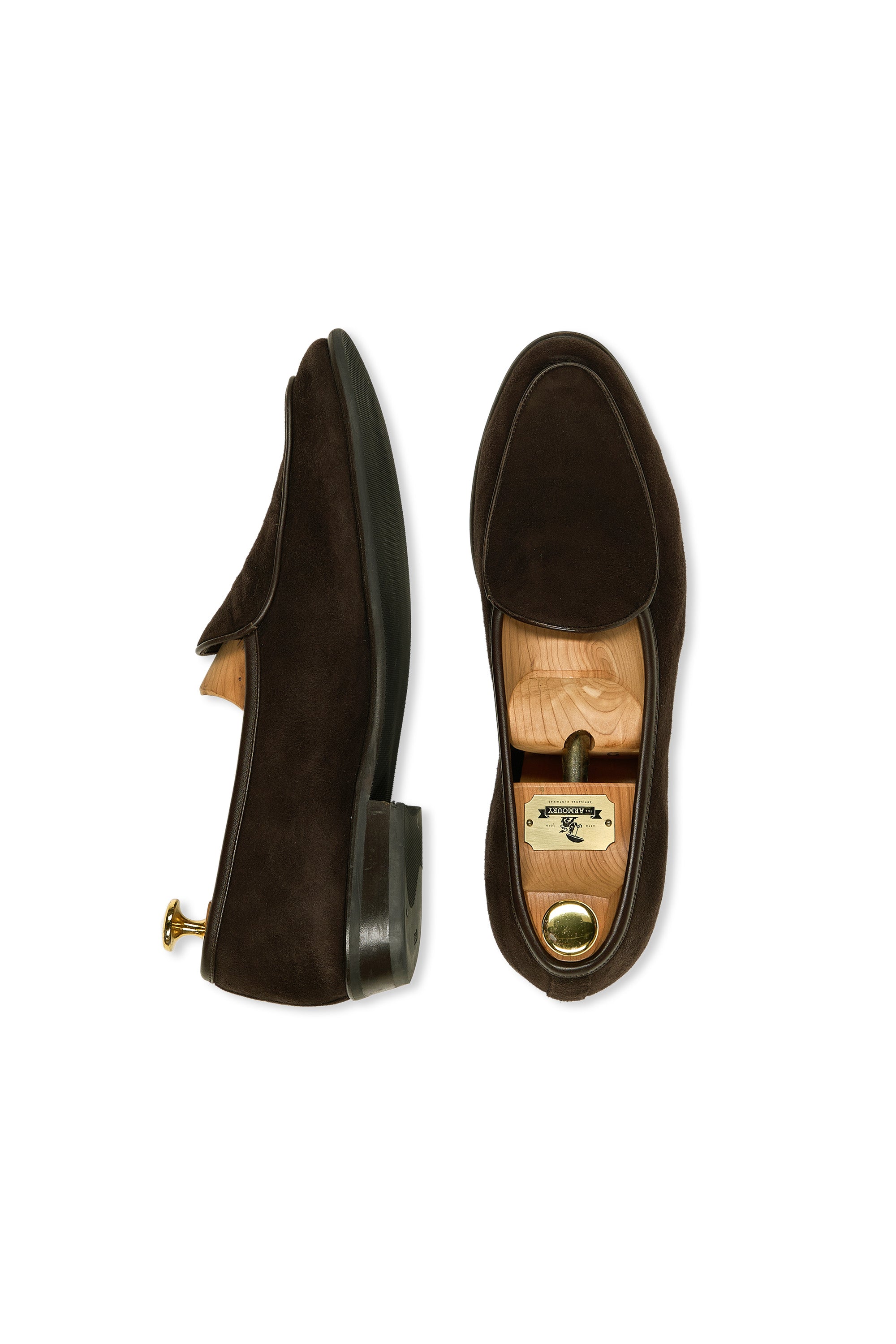Baudoin & Lange Dark Brown Suede Full Grip Loafers