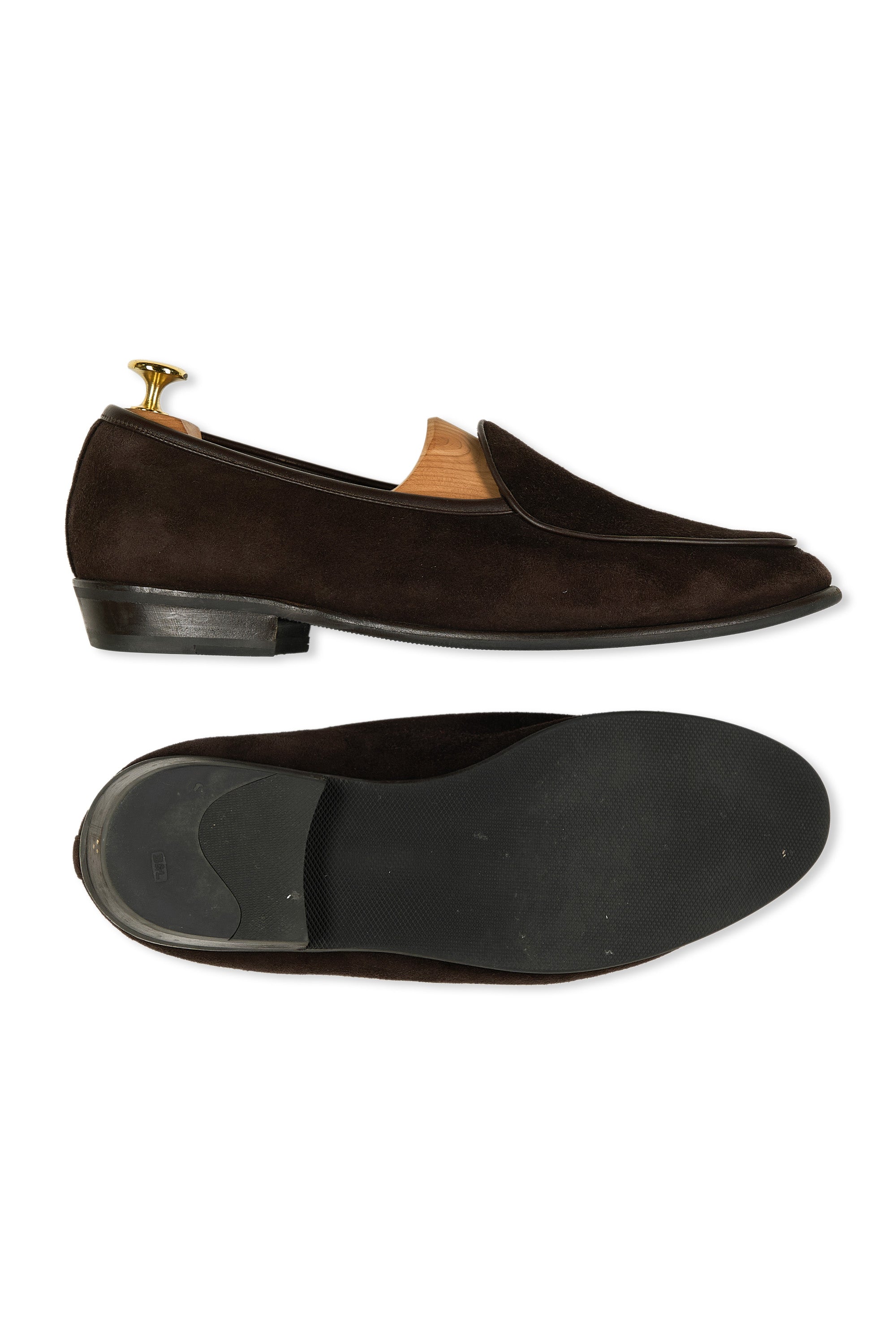 Baudoin & Lange Dark Brown Suede Full Grip Loafers