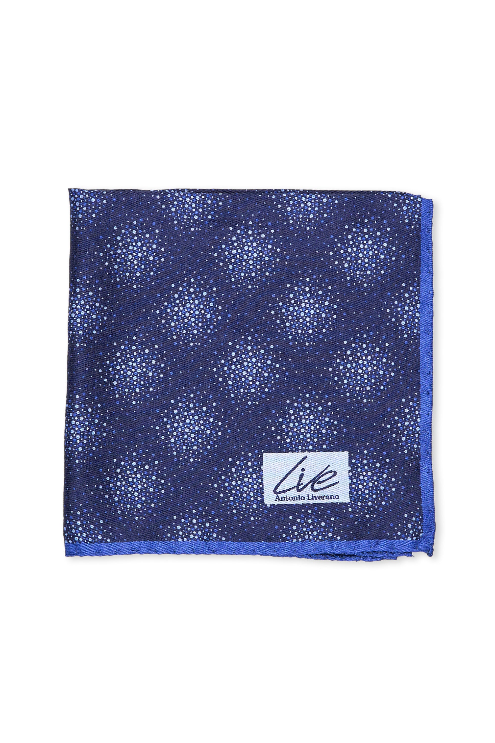 Liverano & Liverano Navy with Blue Silk Dot Pattern Pocket Square
