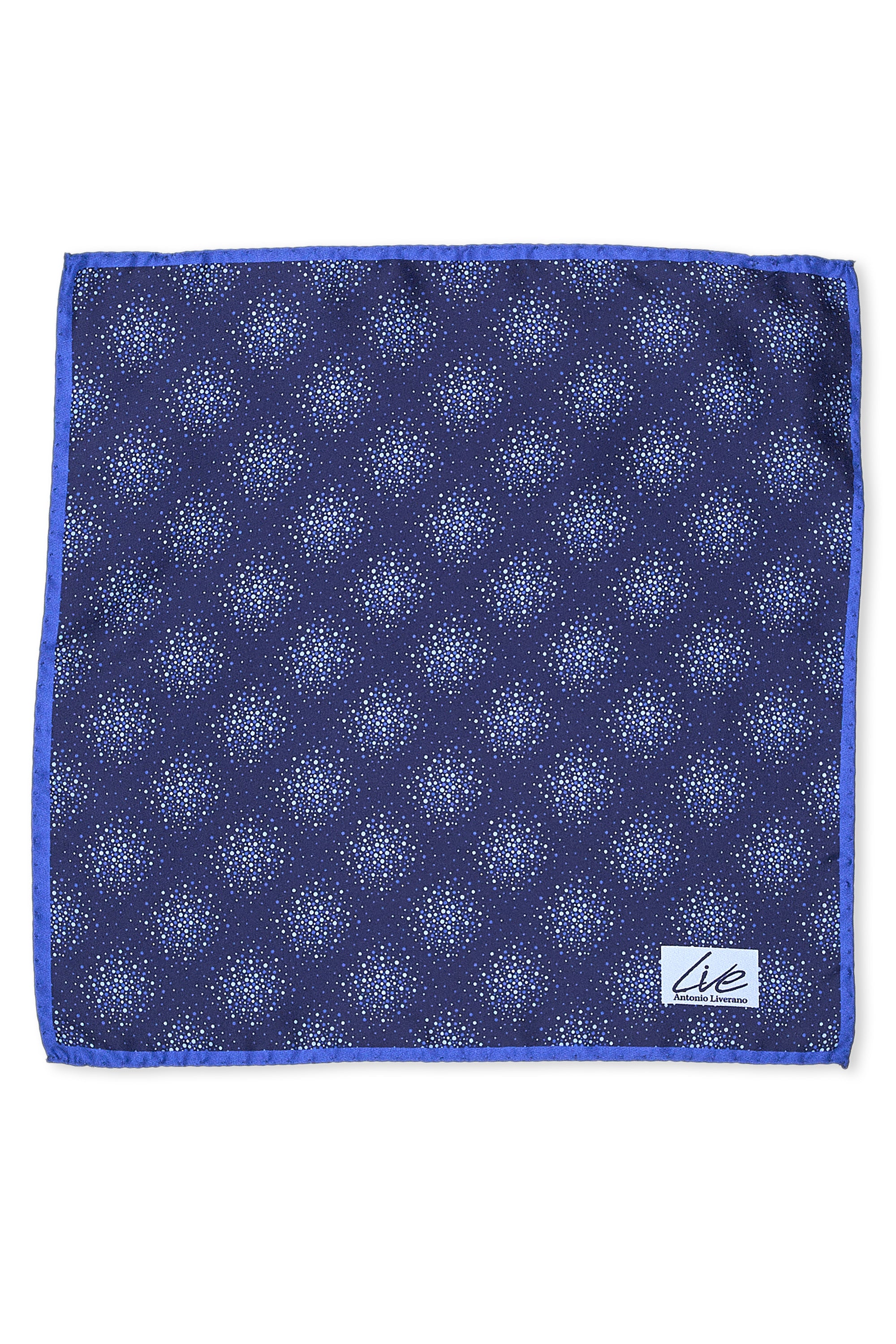 Liverano & Liverano Navy with Blue Silk Dot Pattern Pocket Square