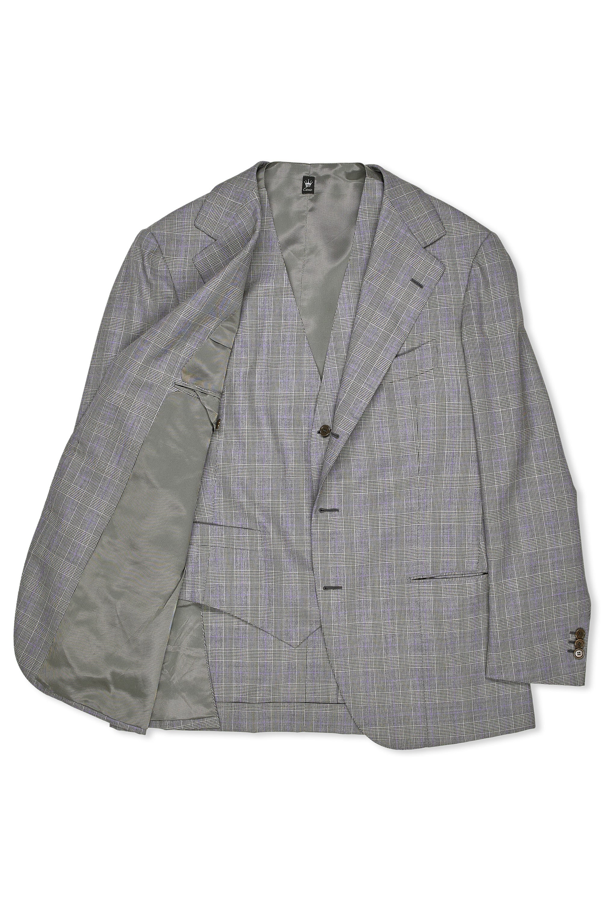 Ciccio Grey/Purple Prince of Wales Check Wool 3 Piece Suit Bespoke