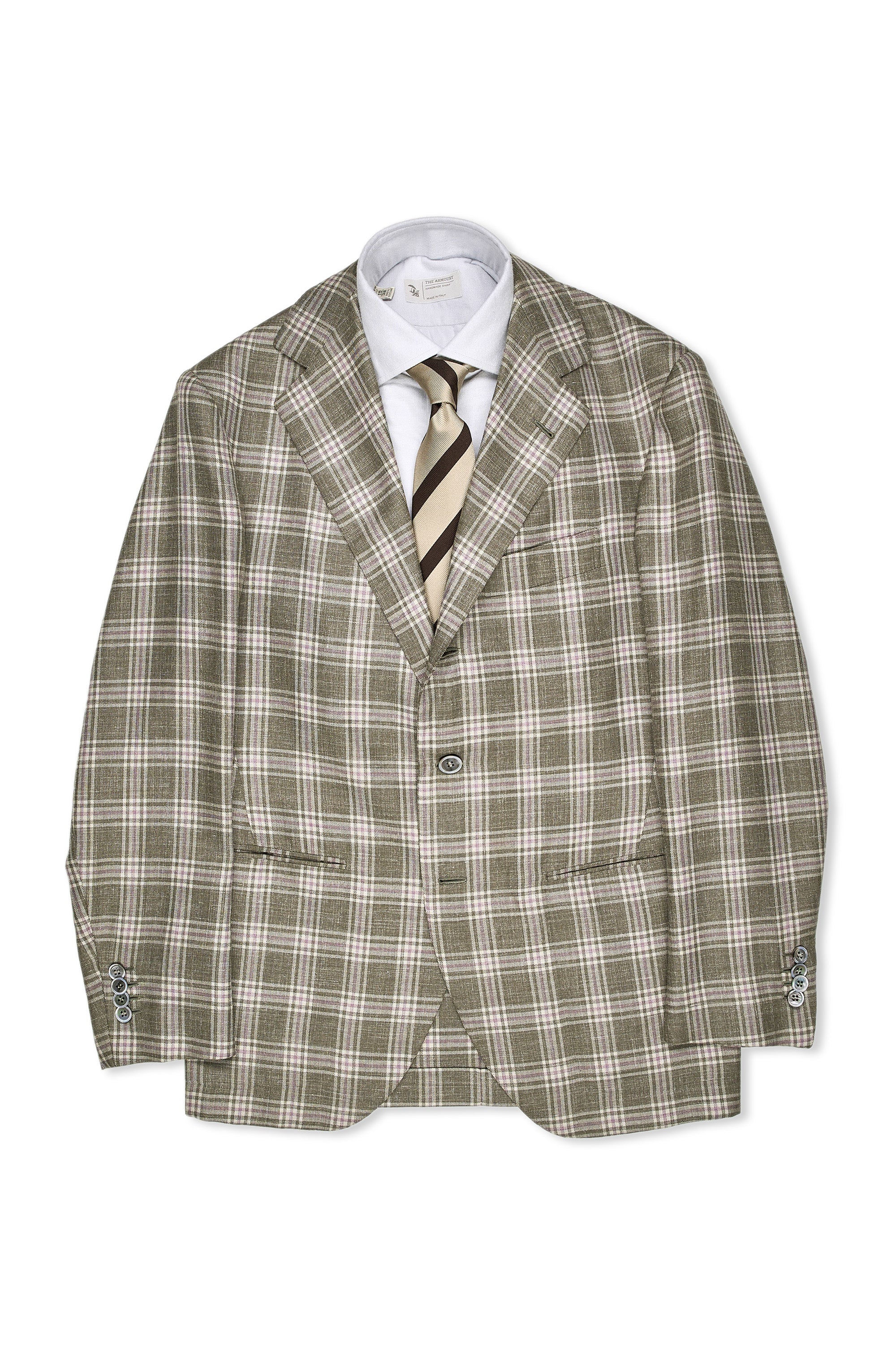 Liverano & Liverano Olive/Purple Check Wool/Silk Sport Coat Bespoke