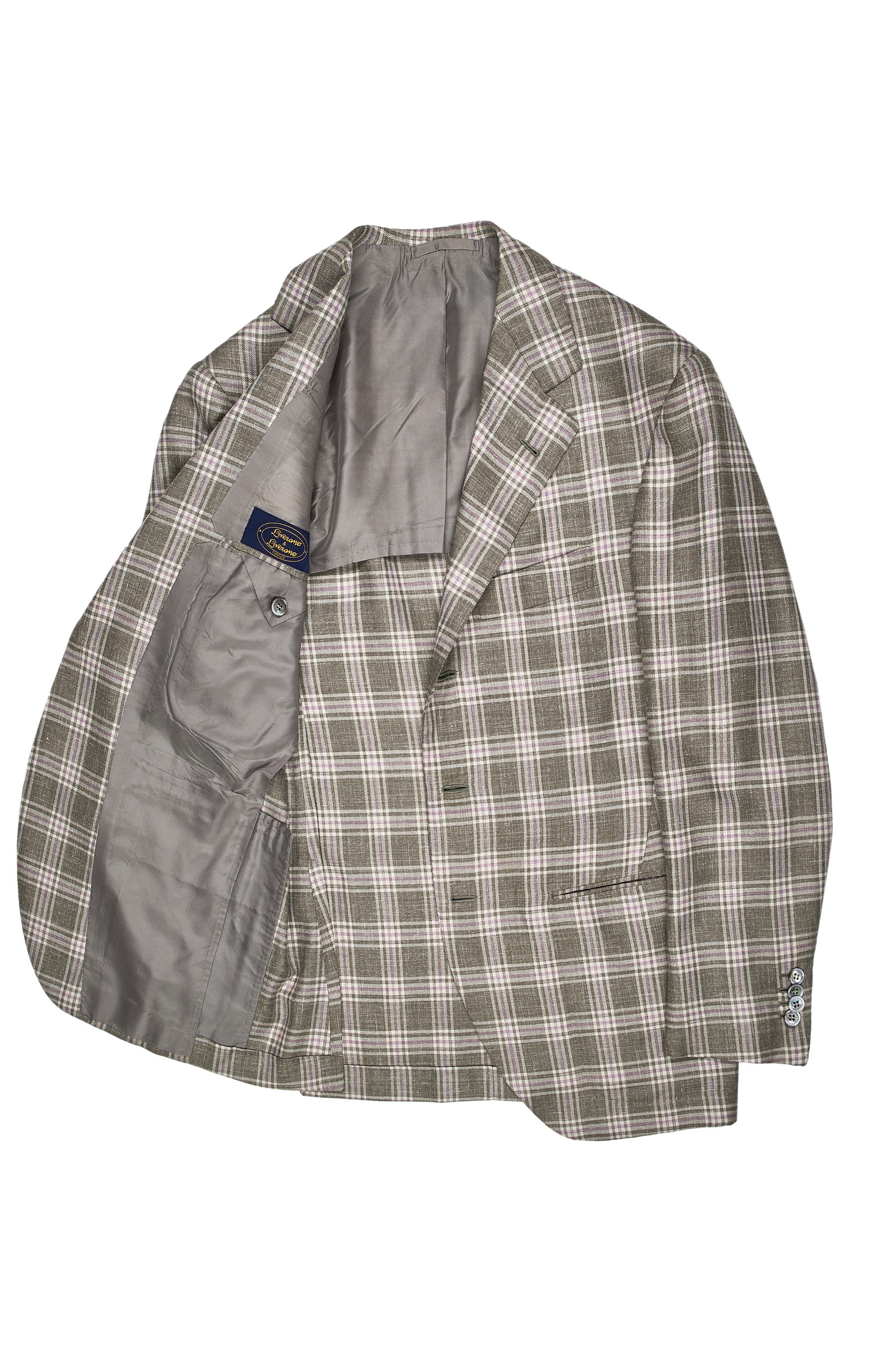 Liverano & Liverano Olive/Purple Check Wool/Silk Sport Coat Bespoke