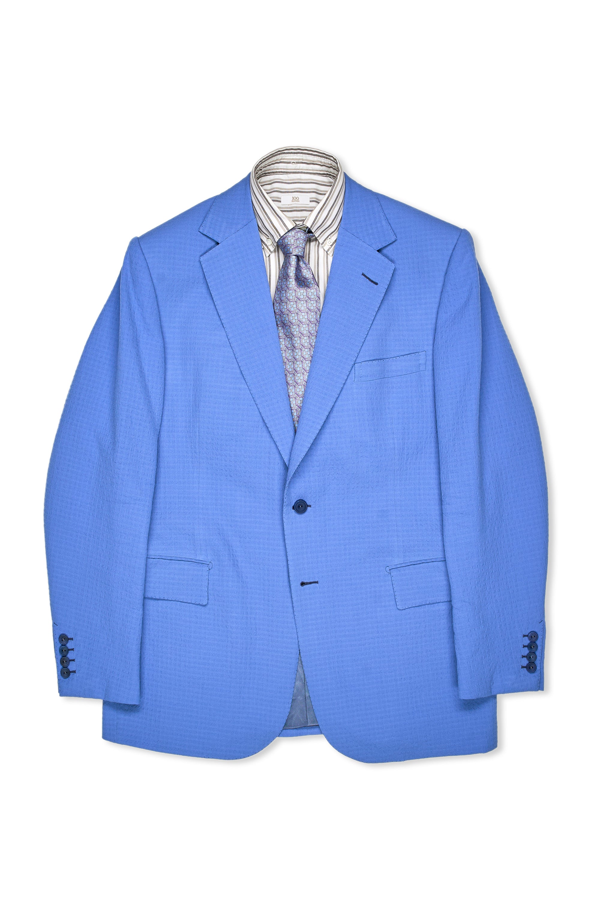 Fumiya Hirano Light Blue Seersucker Wool Sport Coat Bespoke