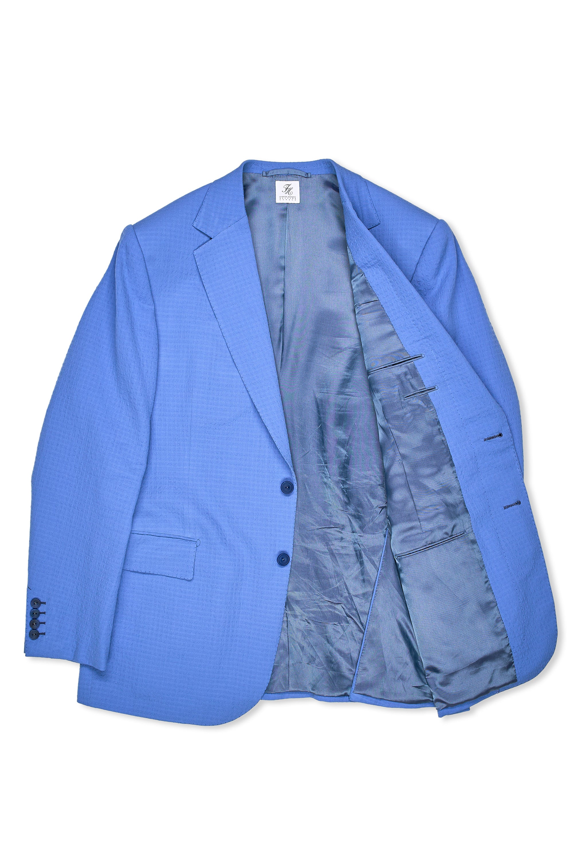 Fumiya Hirano Light Blue Seersucker Wool Sport Coat Bespoke