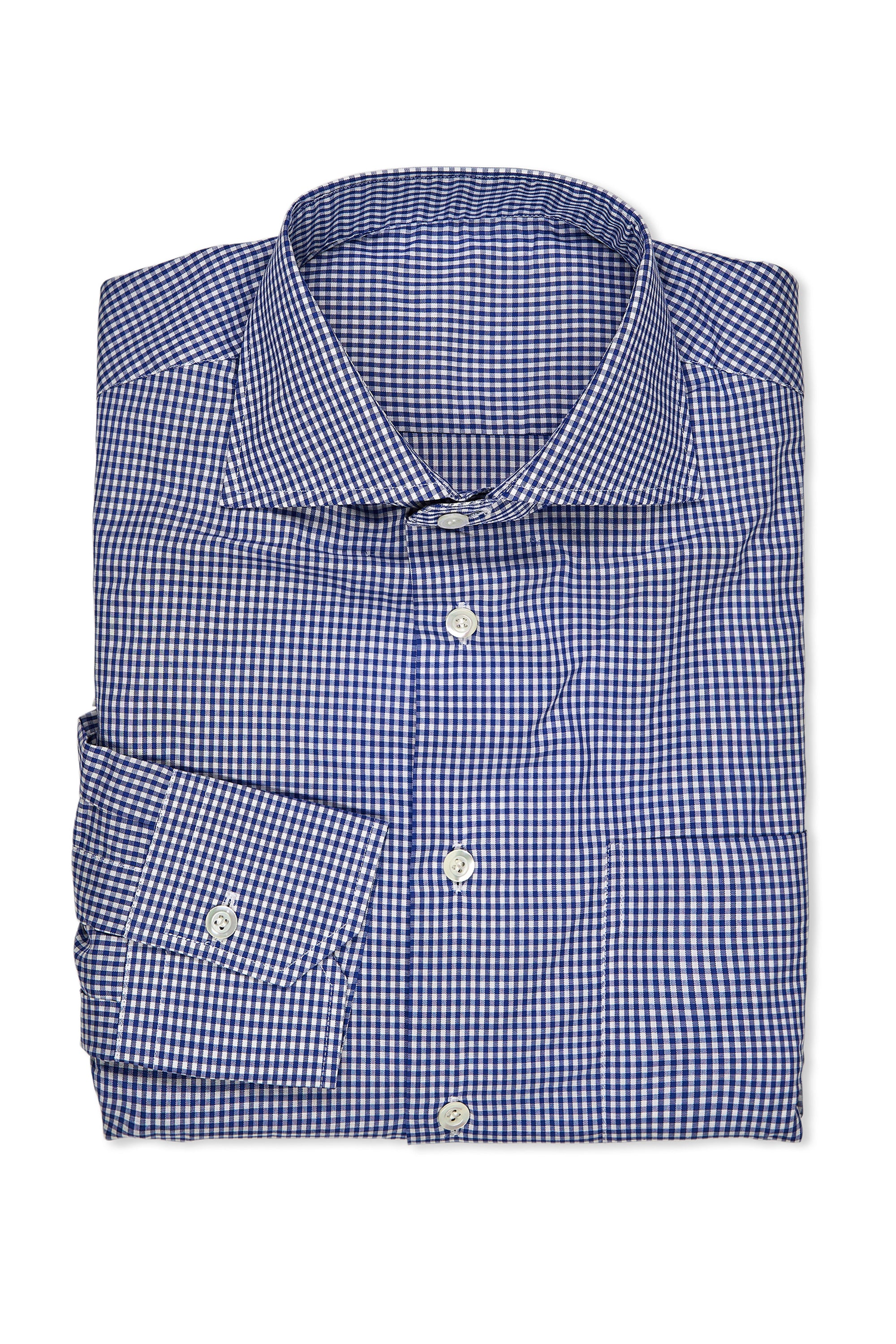 Musella Dembech Blue/White Check Cotton Shirt Bespoke