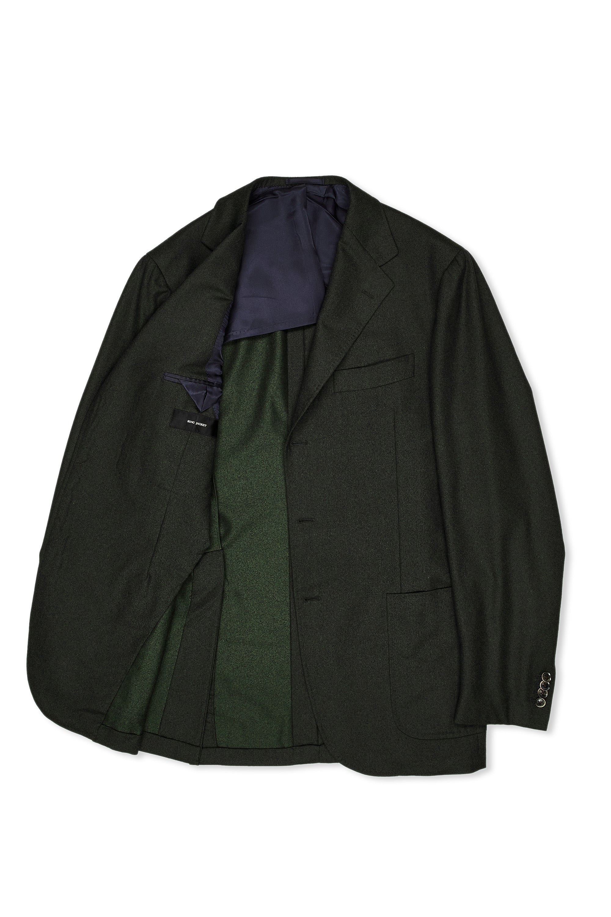 Ring Jacket Dark Green Flannel Wool Sport Coat