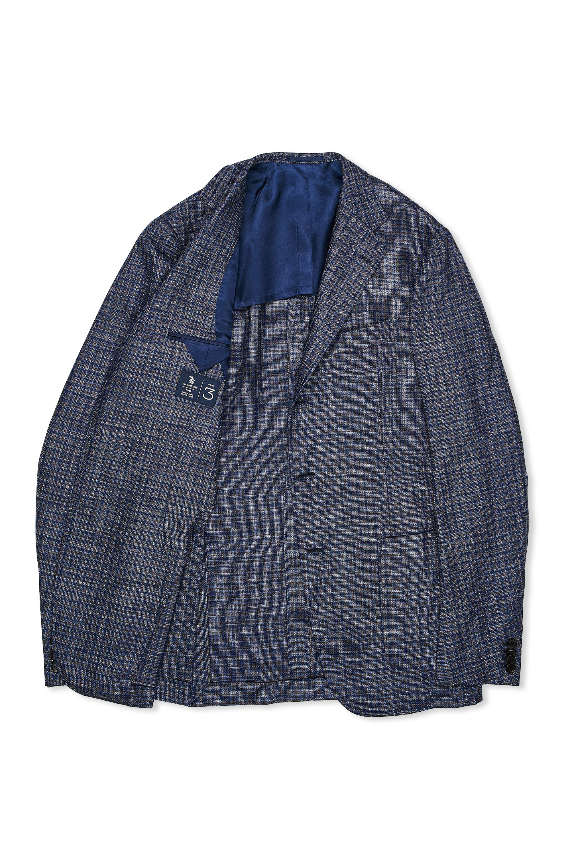 The Armoury by Ring Jacket Model 3 Blue/Brown Check Wool/Silk/Linen Sport Coat