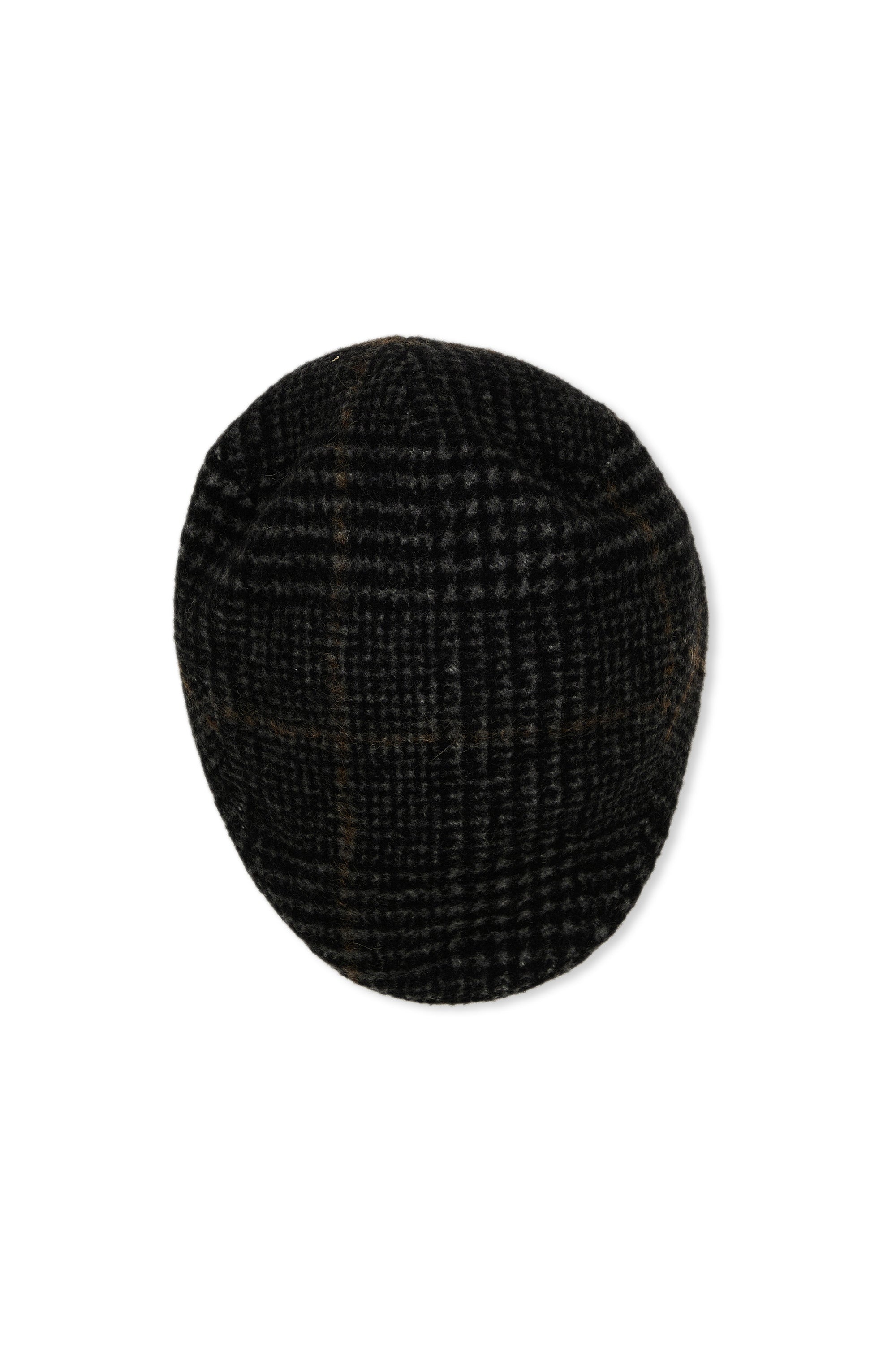 Cappellificio Biellese Charcoal/Brown Check Wool Hunting Cap