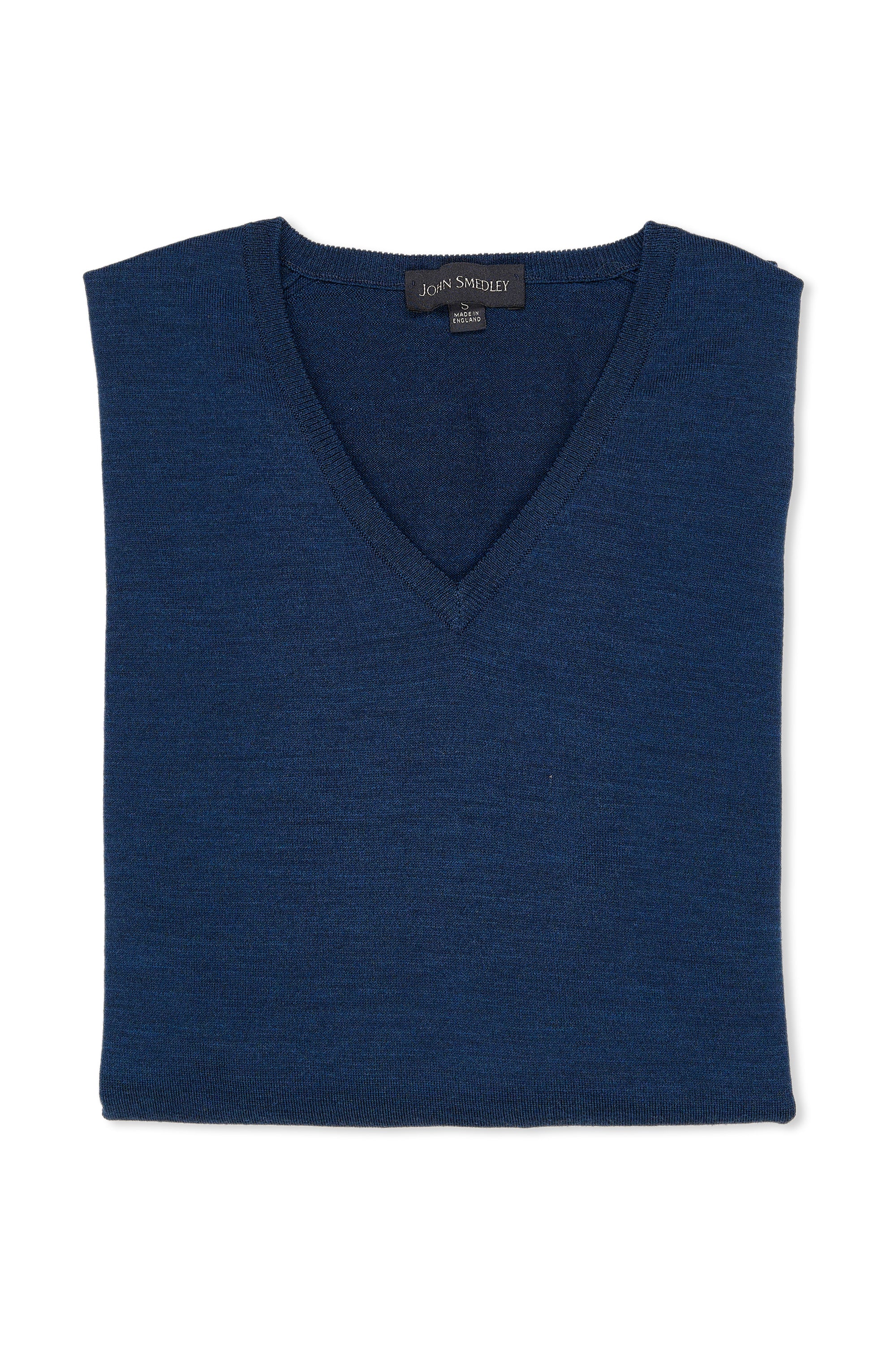 John Smedley Blue Merino Wool V-neck Sweater