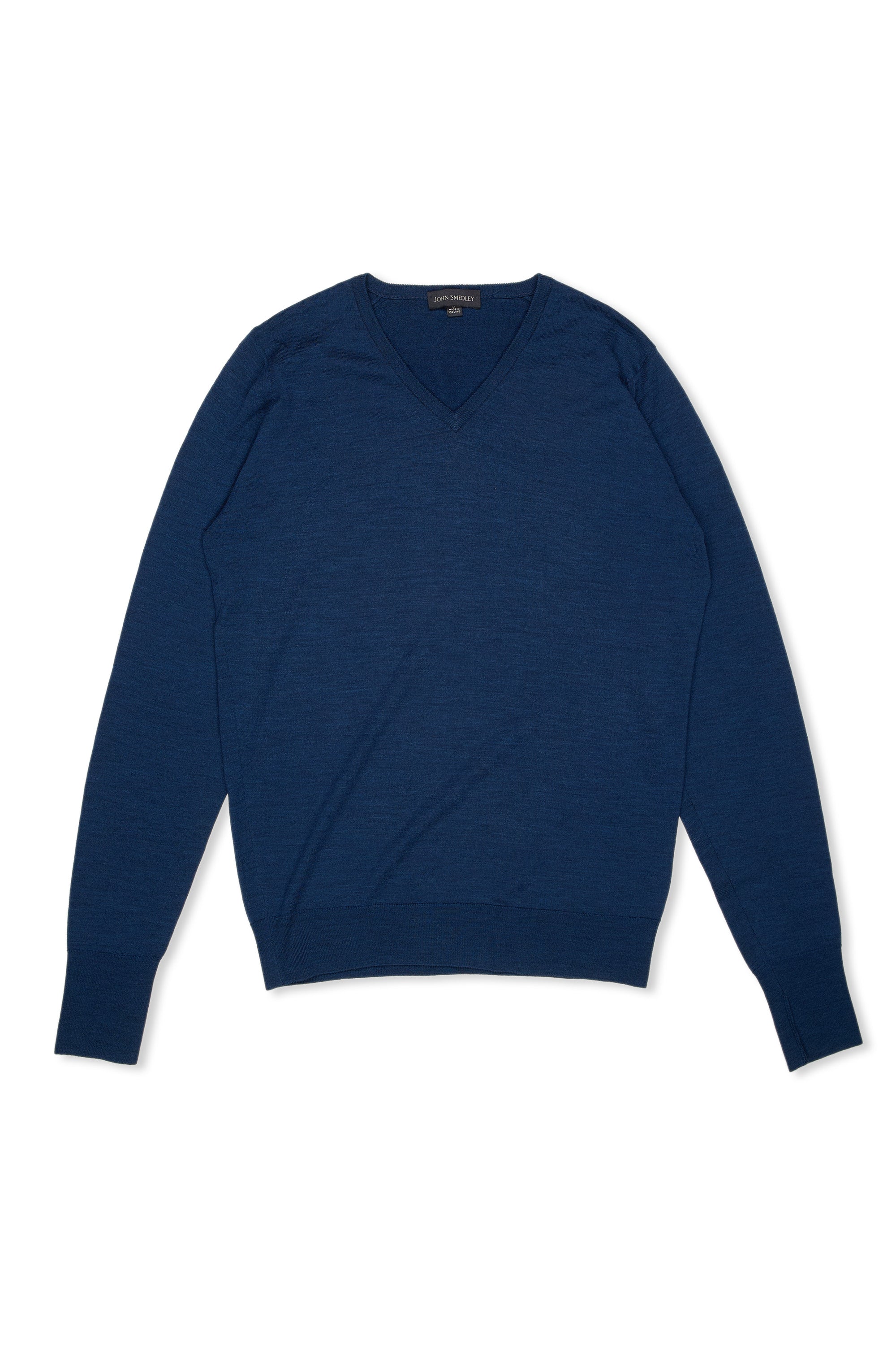 John Smedley Blue Merino Wool V-neck Sweater