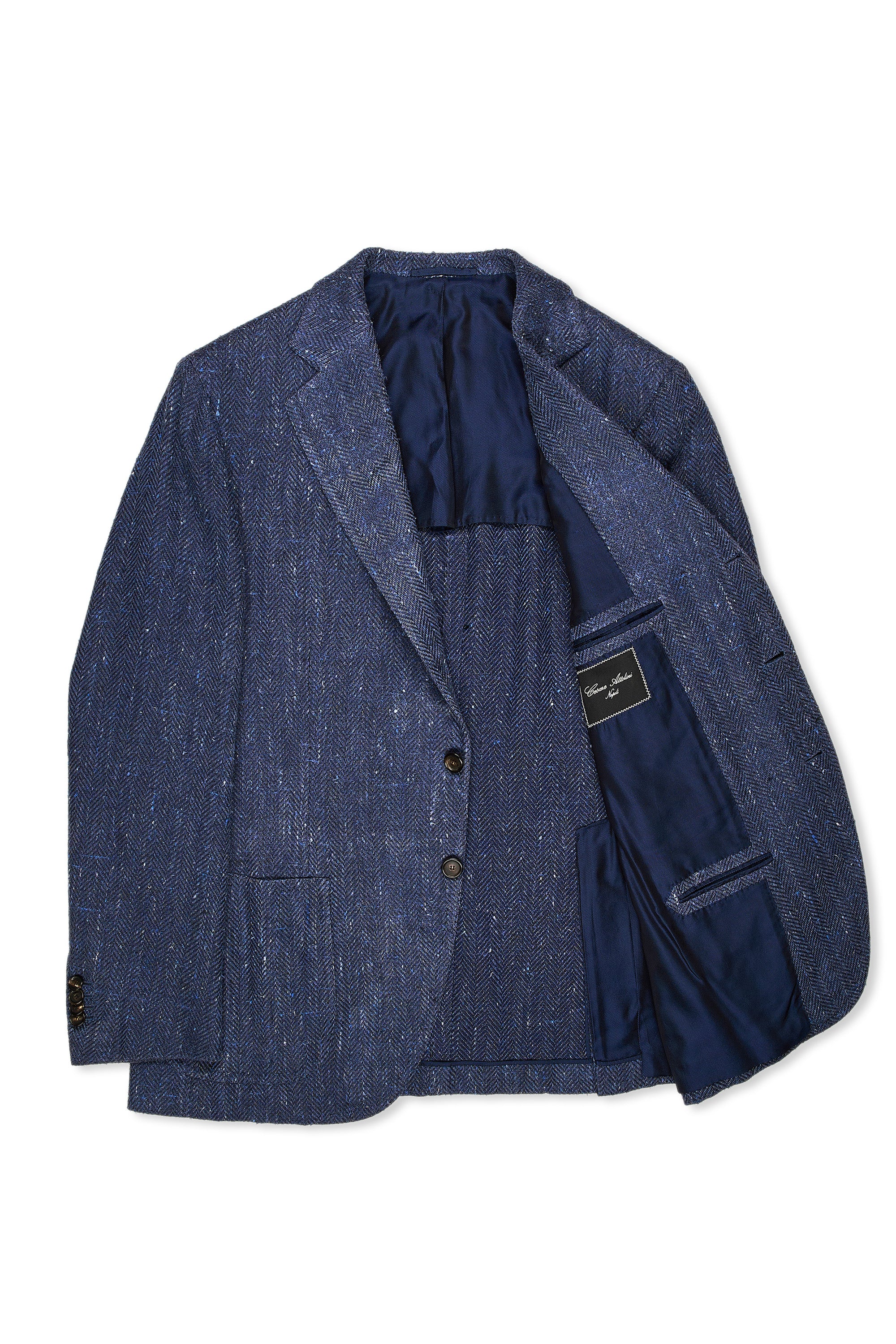 Cesare Attolini Blue/White Herringbone Silk/Wool Sport Coat