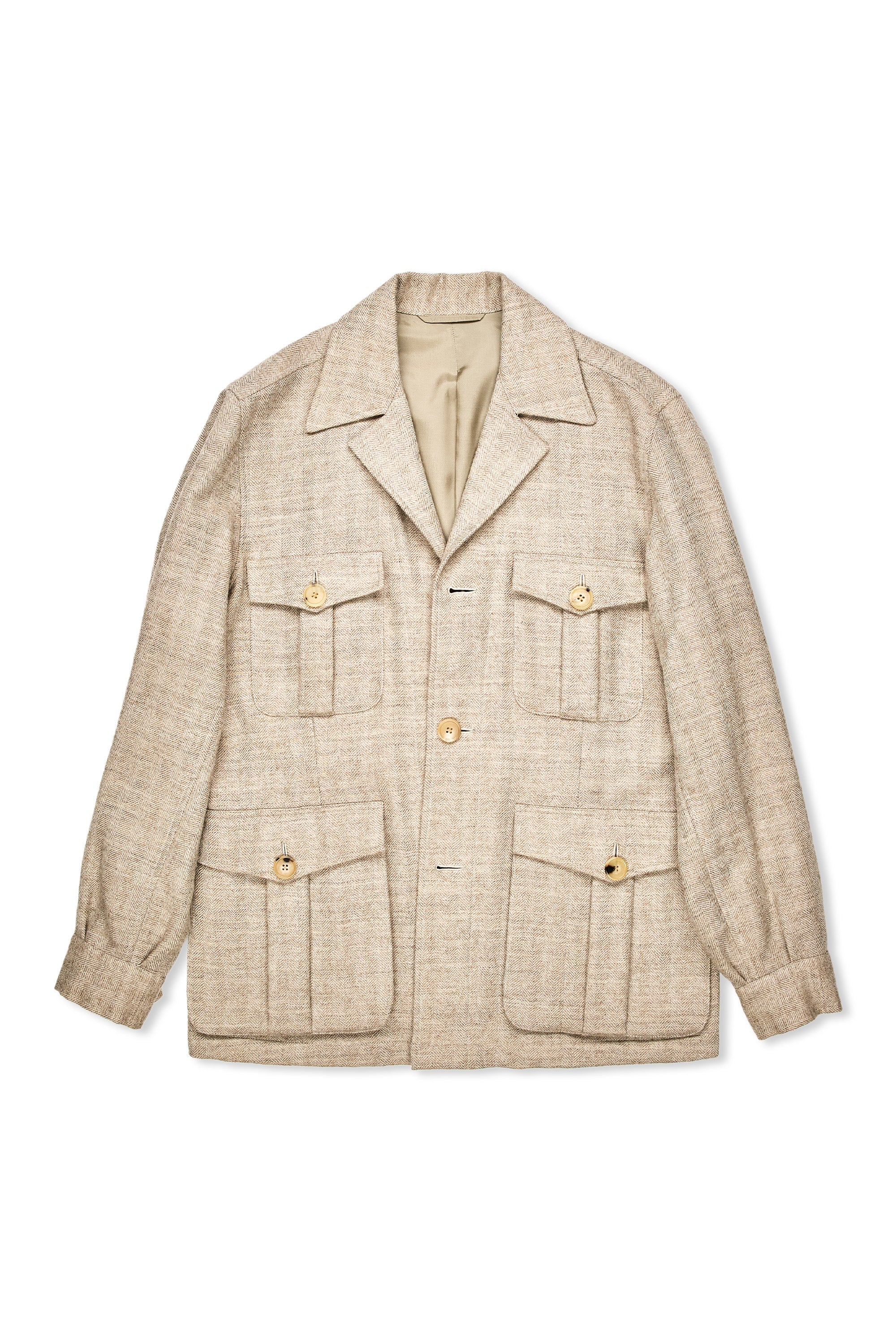 The Armoury Beige Herringbone Wool Safari Jacket II