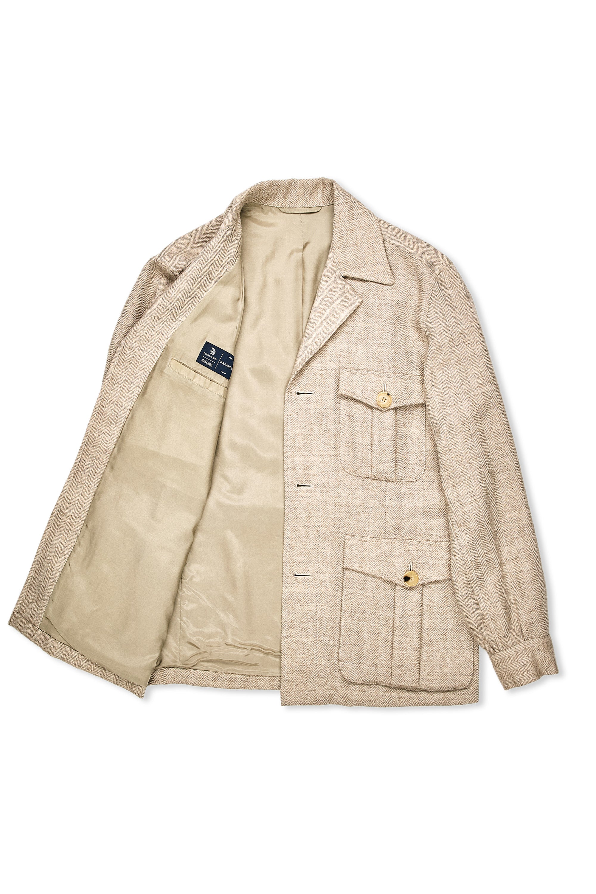 The Armoury Beige Herringbone Wool Safari Jacket II