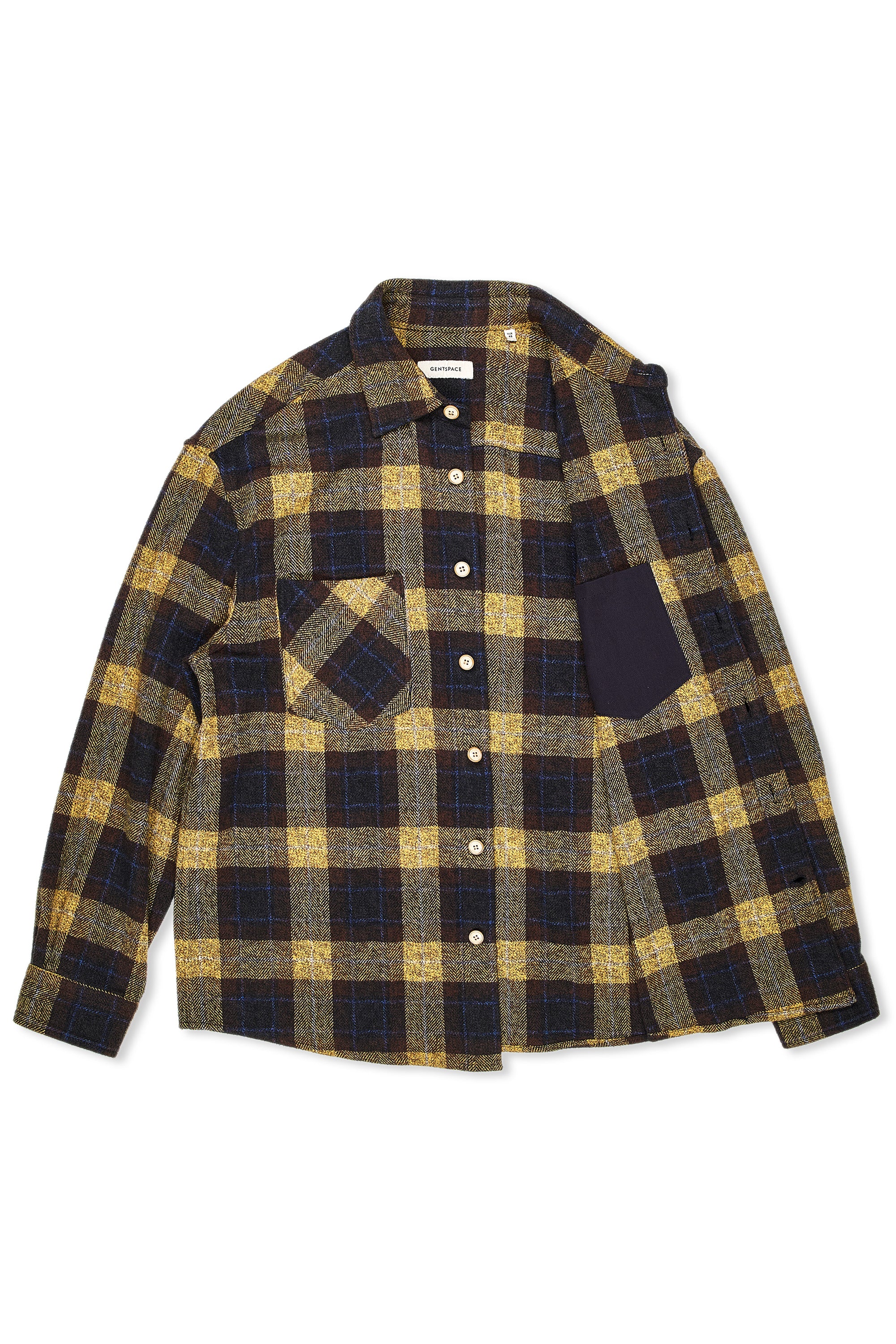 Gentspace Blue/Brown/Yellow Check Cotton Shirt Jacket