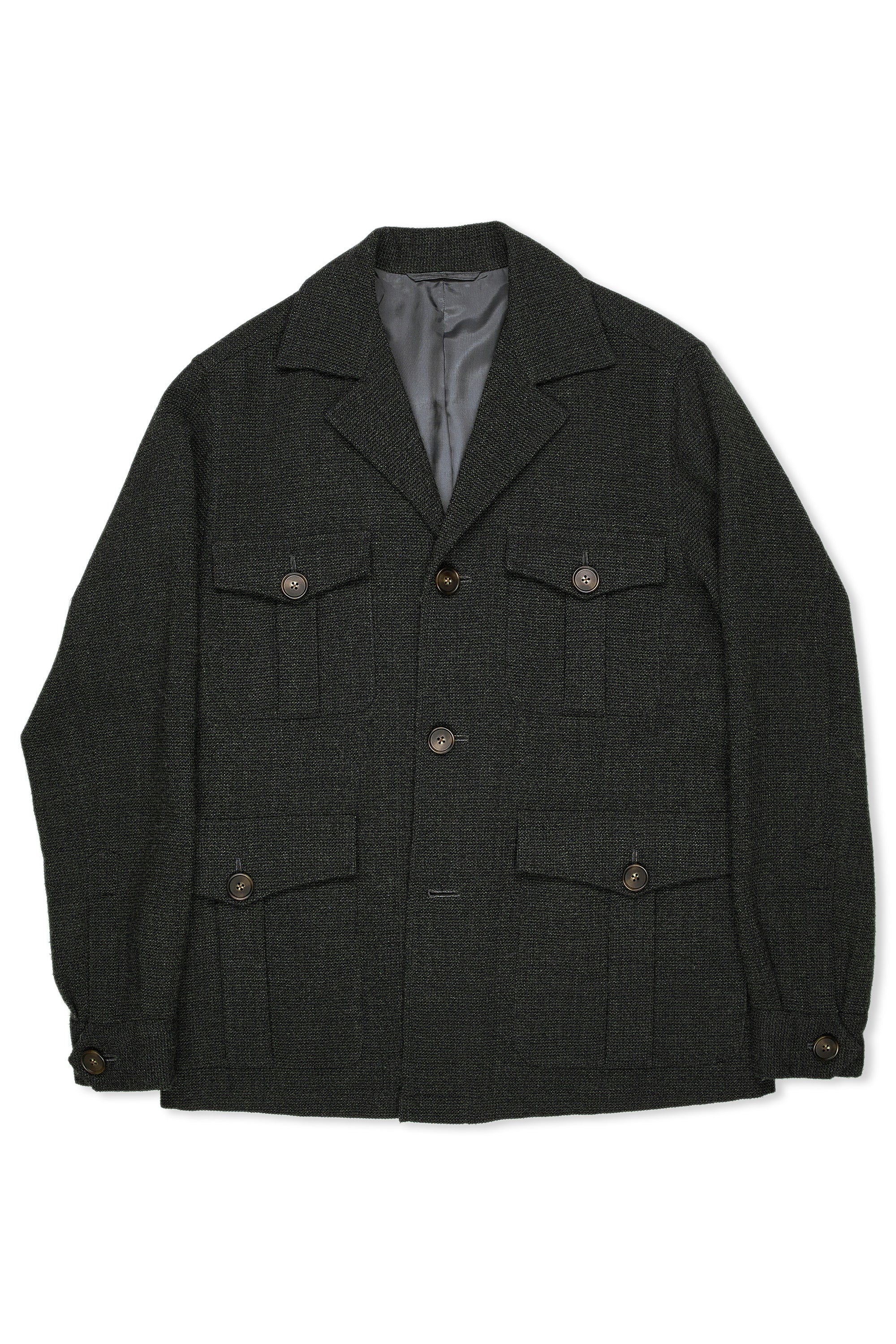 The Armoury Dark Green Textured Wool Safari Jacket II MTO
