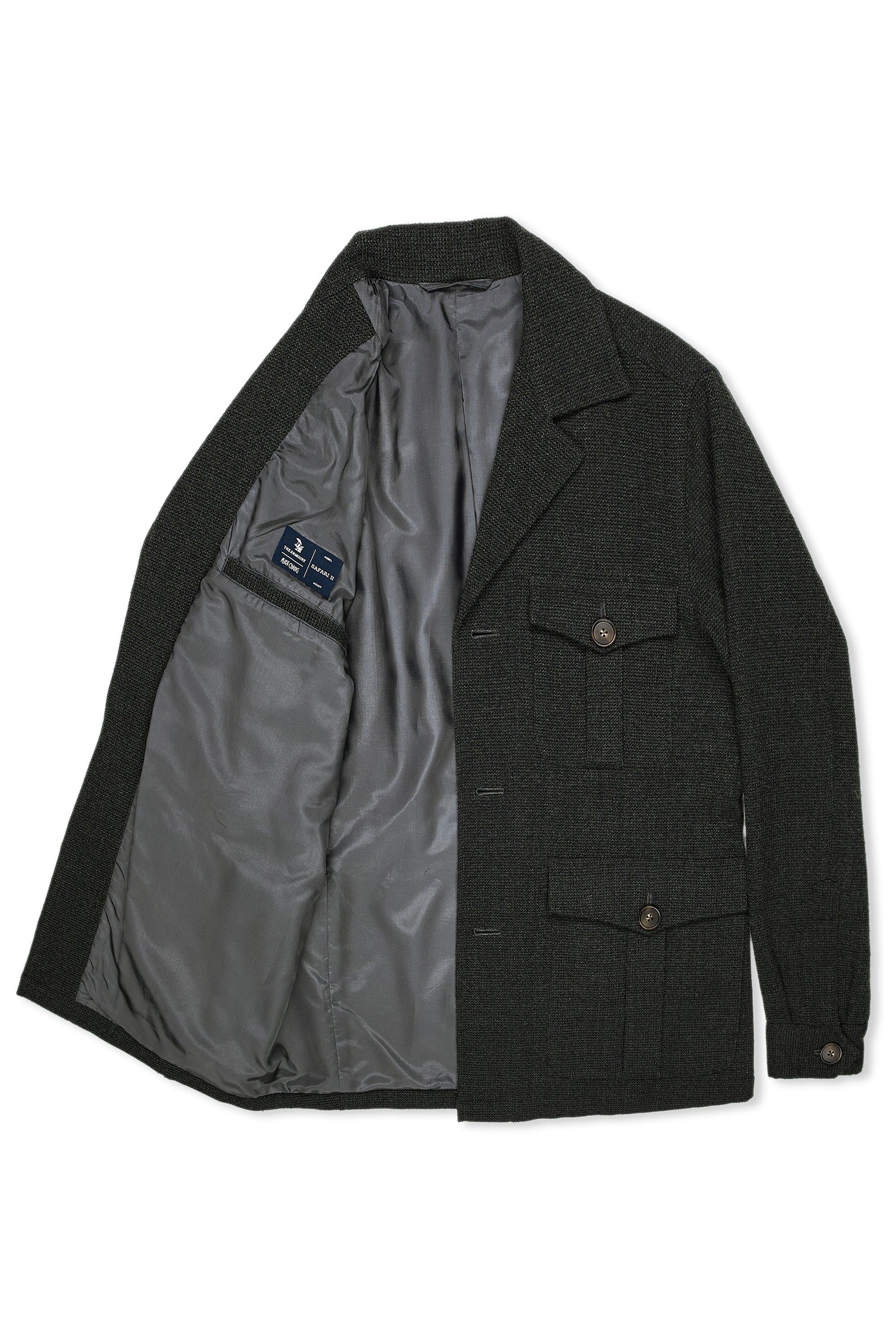 The Armoury Dark Green Textured Wool Safari Jacket II MTO