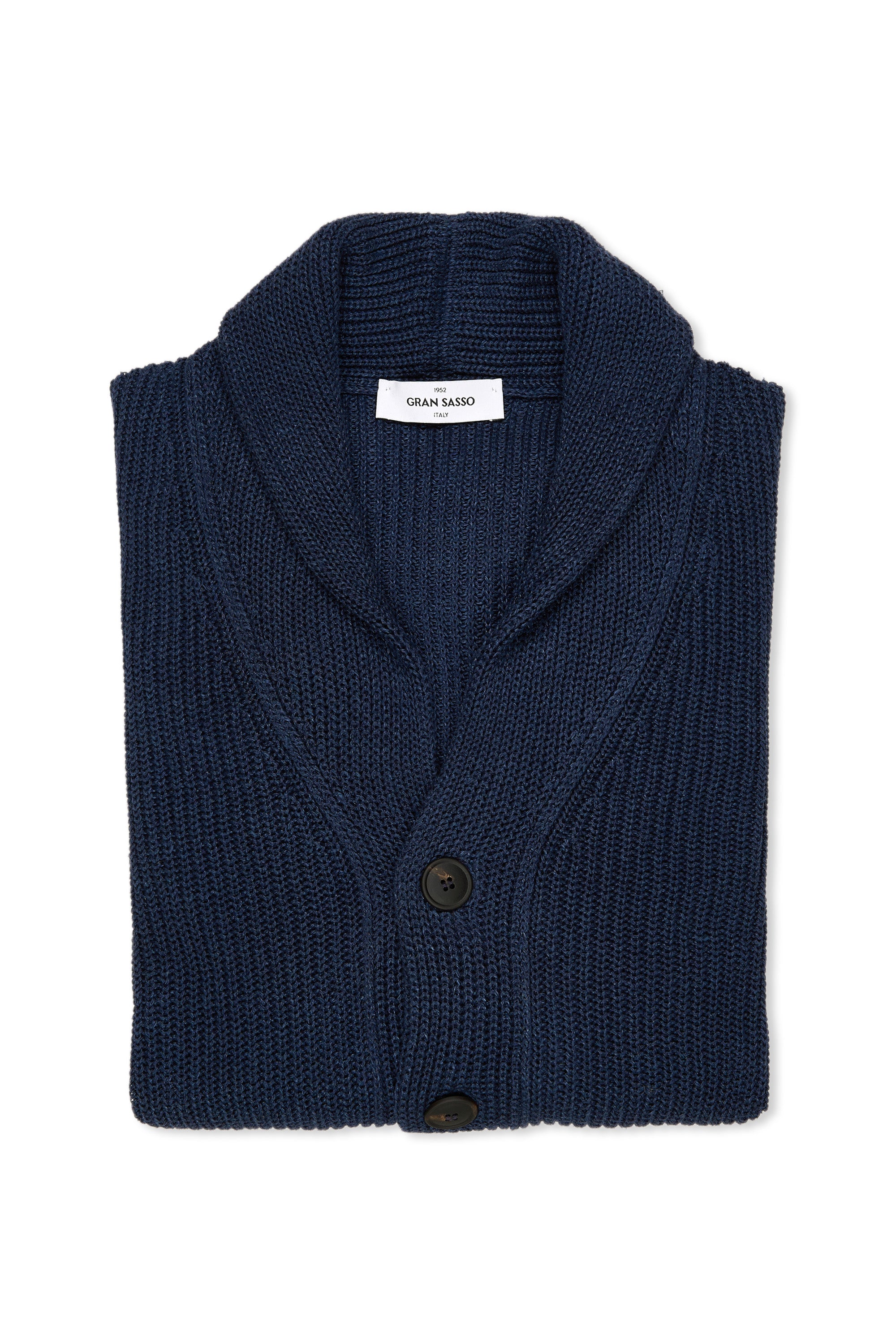 Gran Sasso Blue Linen/Cotton Shawl Collar Cardigan