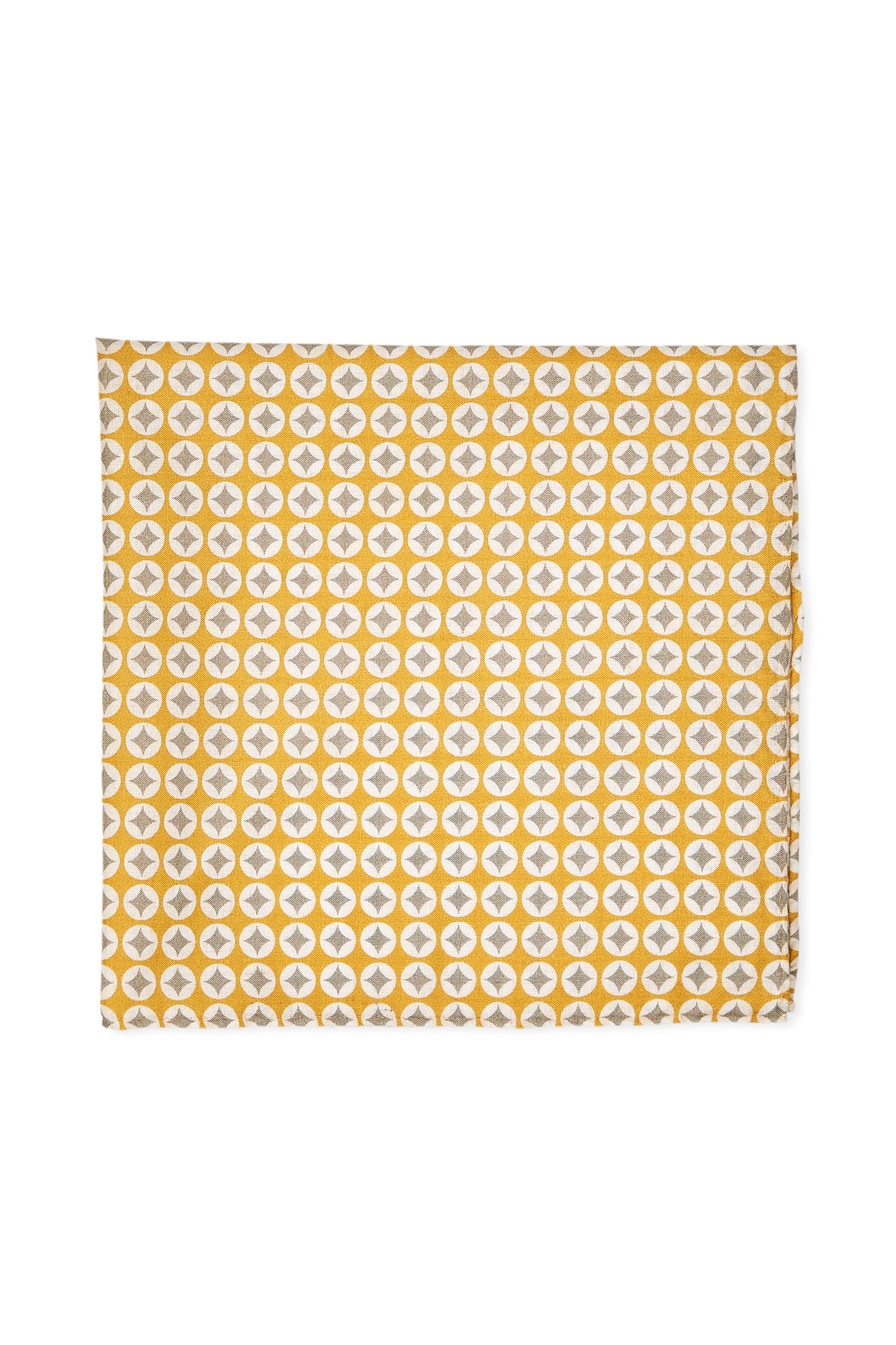 Orange with White/Grey Circle Pattern Cotton Pocket Square