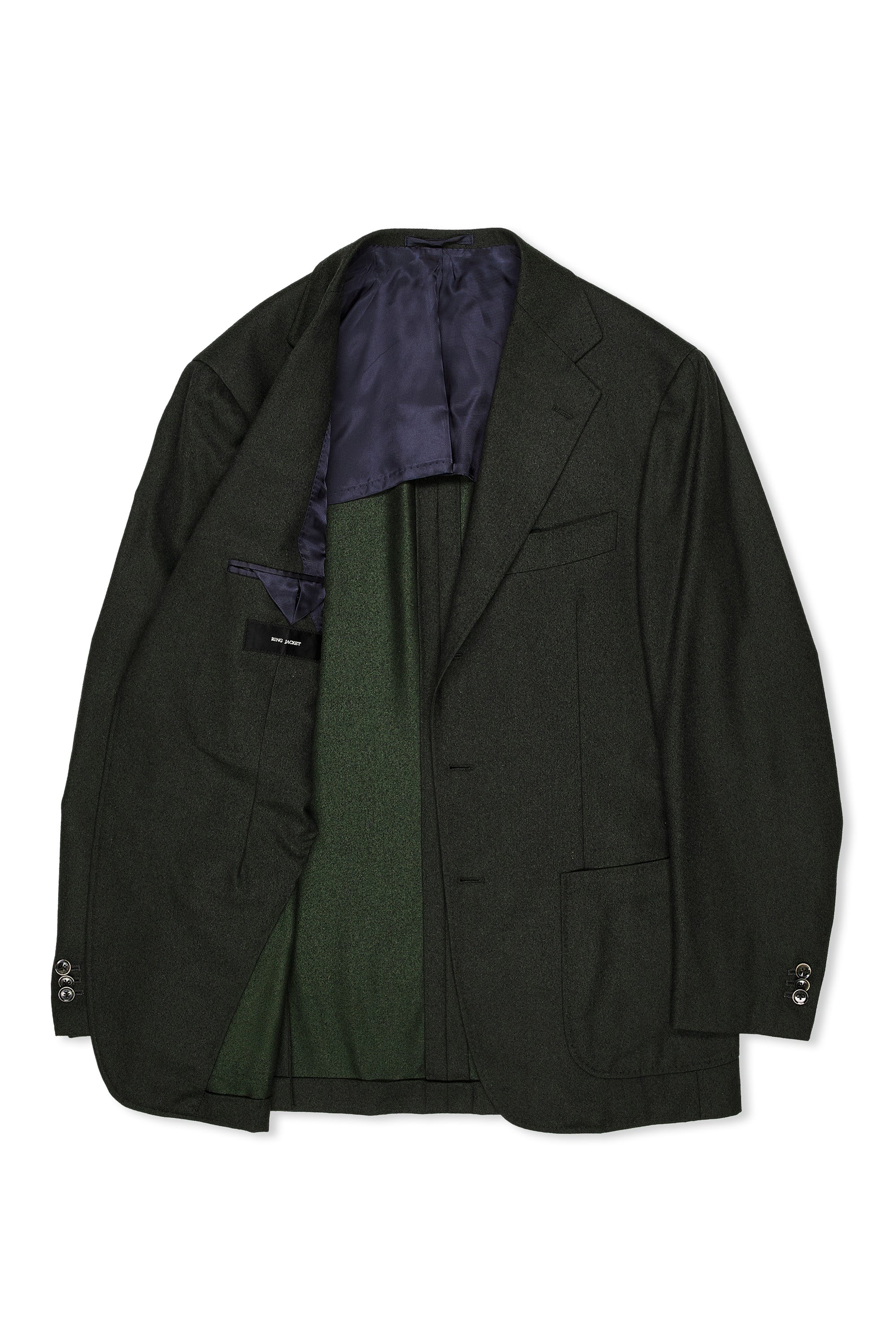 Ring Jacket Dark Green Flannel Wool Sport Coat