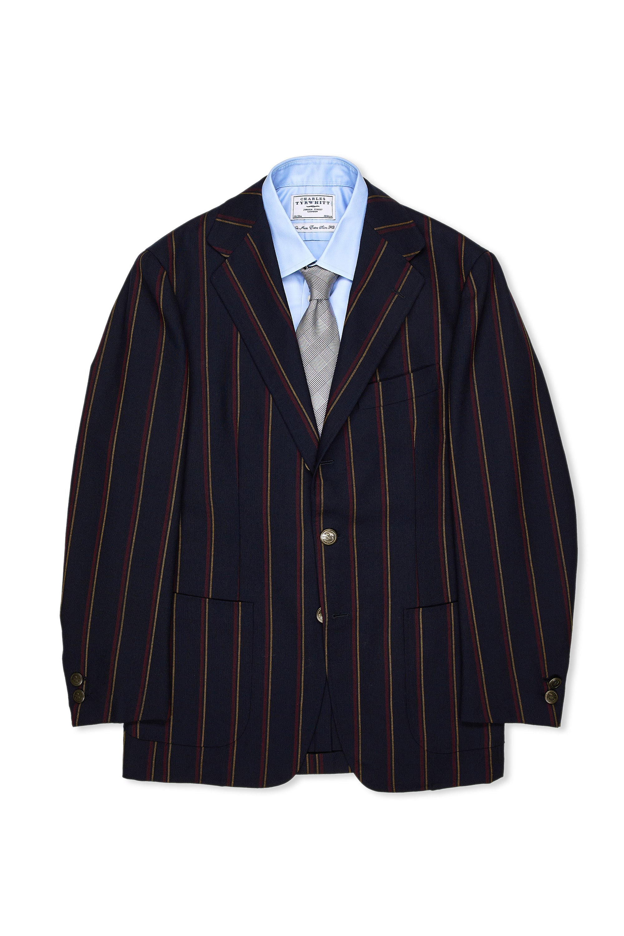 Ring Jacket AMJ03 Navy with Red/Yellow Stripe Wool Sport Coat